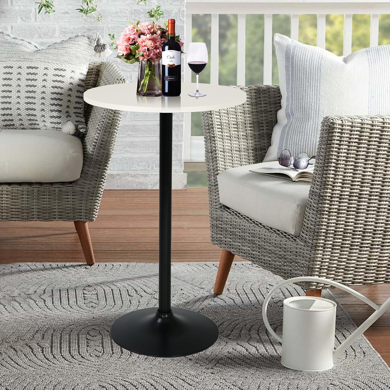 Amazon.com: Pub Bar Table 24-Inch Round Top,Easy to Clean Portable ...