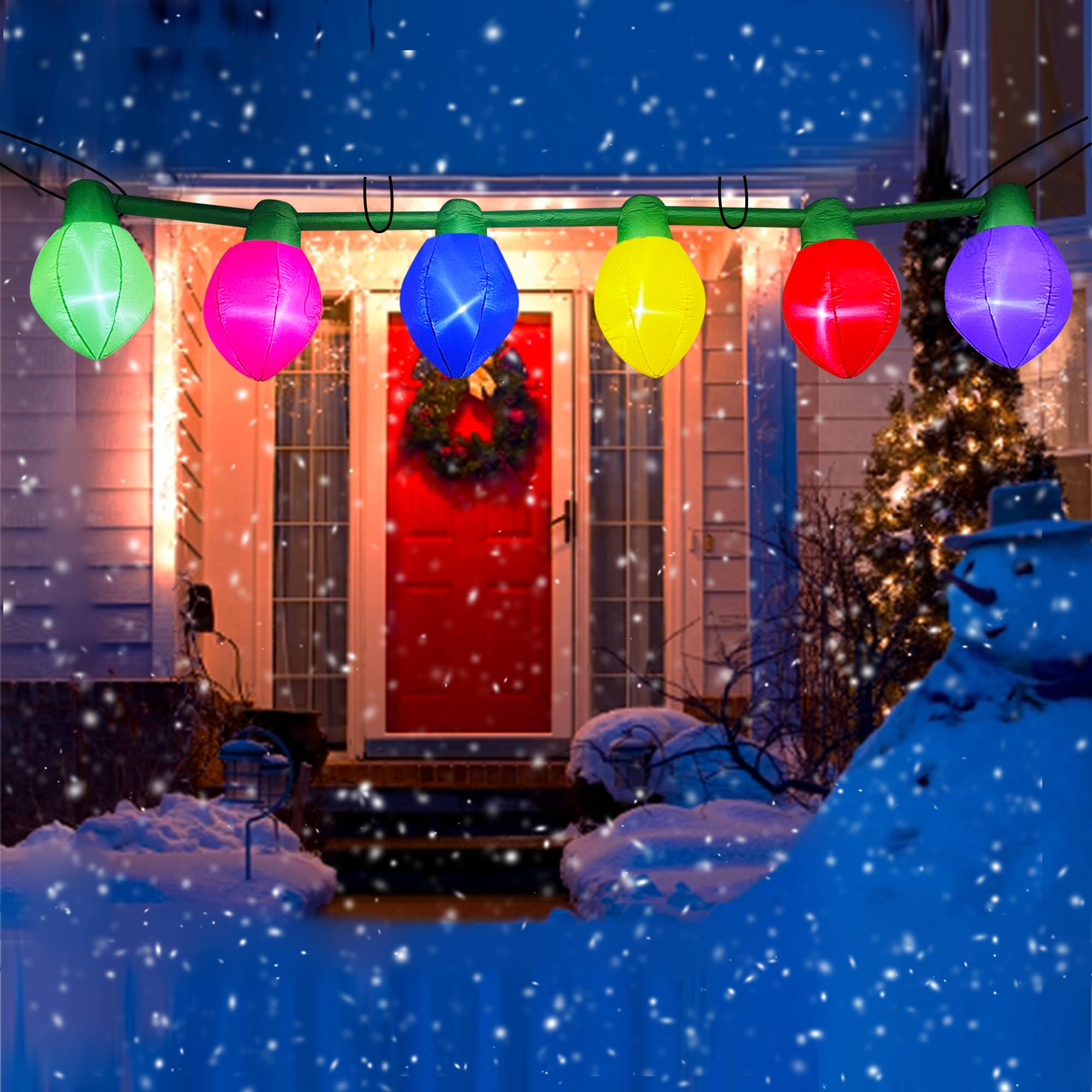 SEASONBLOW Palline gonfiabili natalizie da 4,5 m, decorazioni a LED illuminate per prato, cortile, giardino, casa, interni ed esterni, feste di vacanza