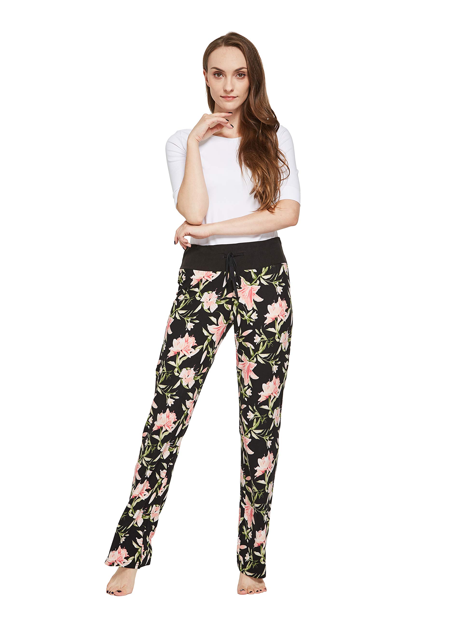 CYZ Womens Casual Stretch Cotton Pajama Pants Simple Lounge Pants
