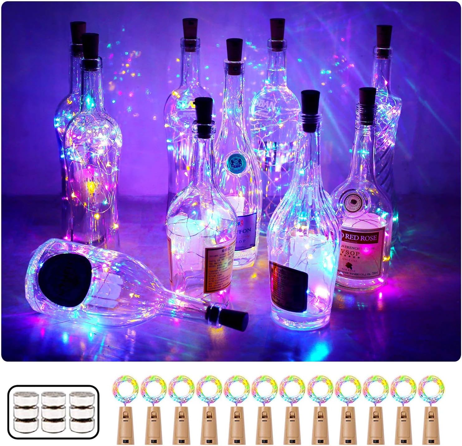 Unihoh Wine Bottle Lights with Cork, [12 Pack] 2M 20 LEDs Fairy Lights
