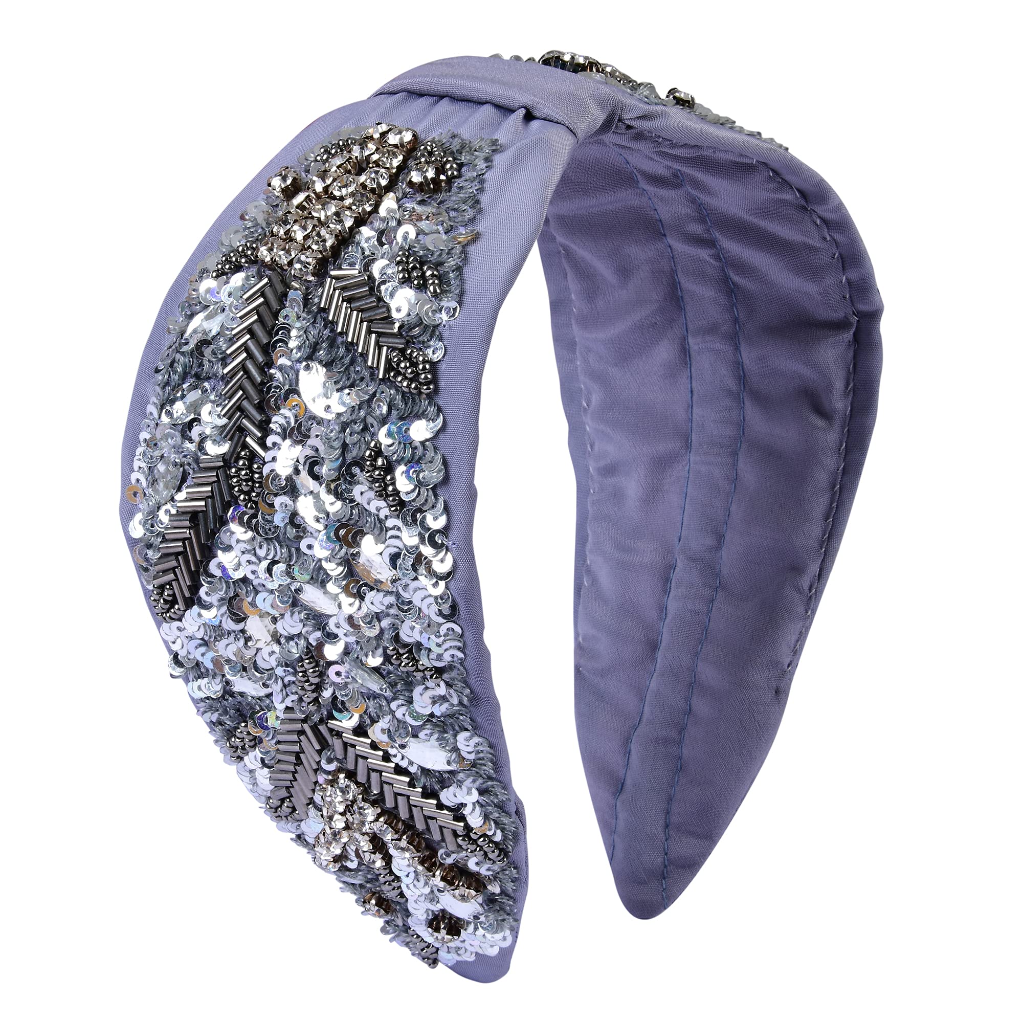 Beaded Hair Bands For Girls And Women, Hand Made Embroidery Hair Bands For Parties And Functions, Pack Of 1 Pcs-image-23