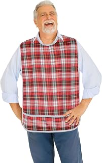 Adult Bib - Extra Large Reusable Clothing Protector - Waterproof - Crumb Catcher - Machine Washable - Extra Long for Disabled and Senior Men or Women Bibs for Eating by Modaliv (XL Red)