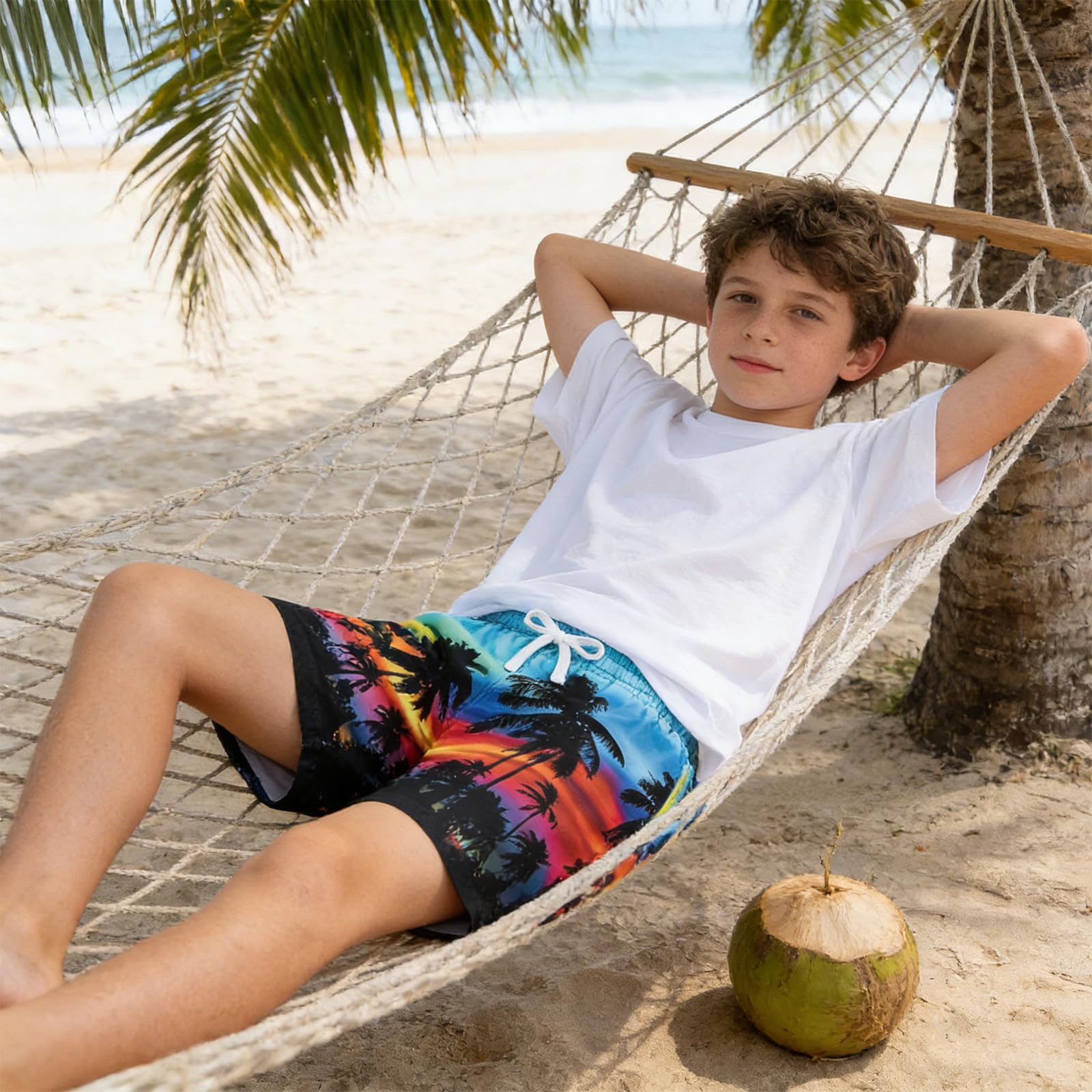 SFreeBo Costume da Bagno Ragazzo Stampa 3D Asciugatura Rapida, Pantaloncini da Mare Bambino con Vita Elastica, Fodera Rete e Tasche per Vacanze Estive 7-14 Anni