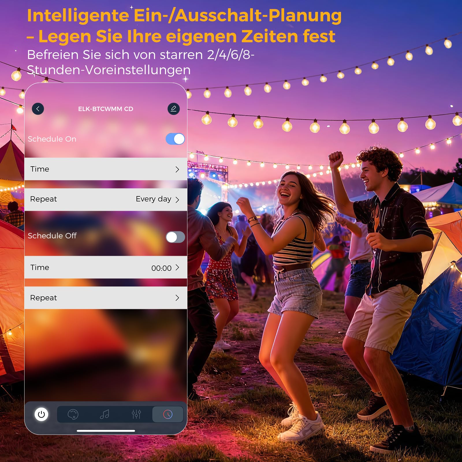 Lichterkette LED Außen Outdoor Strom 91,3 M/300 FT-120+4 G40 Glühbirnen | mit App & Fernbedienung (Doppelsteuerung), Dimmbar & Timer, Wetterfest, Aussen Lichterketten für Garten/Pavillon/Terrasse