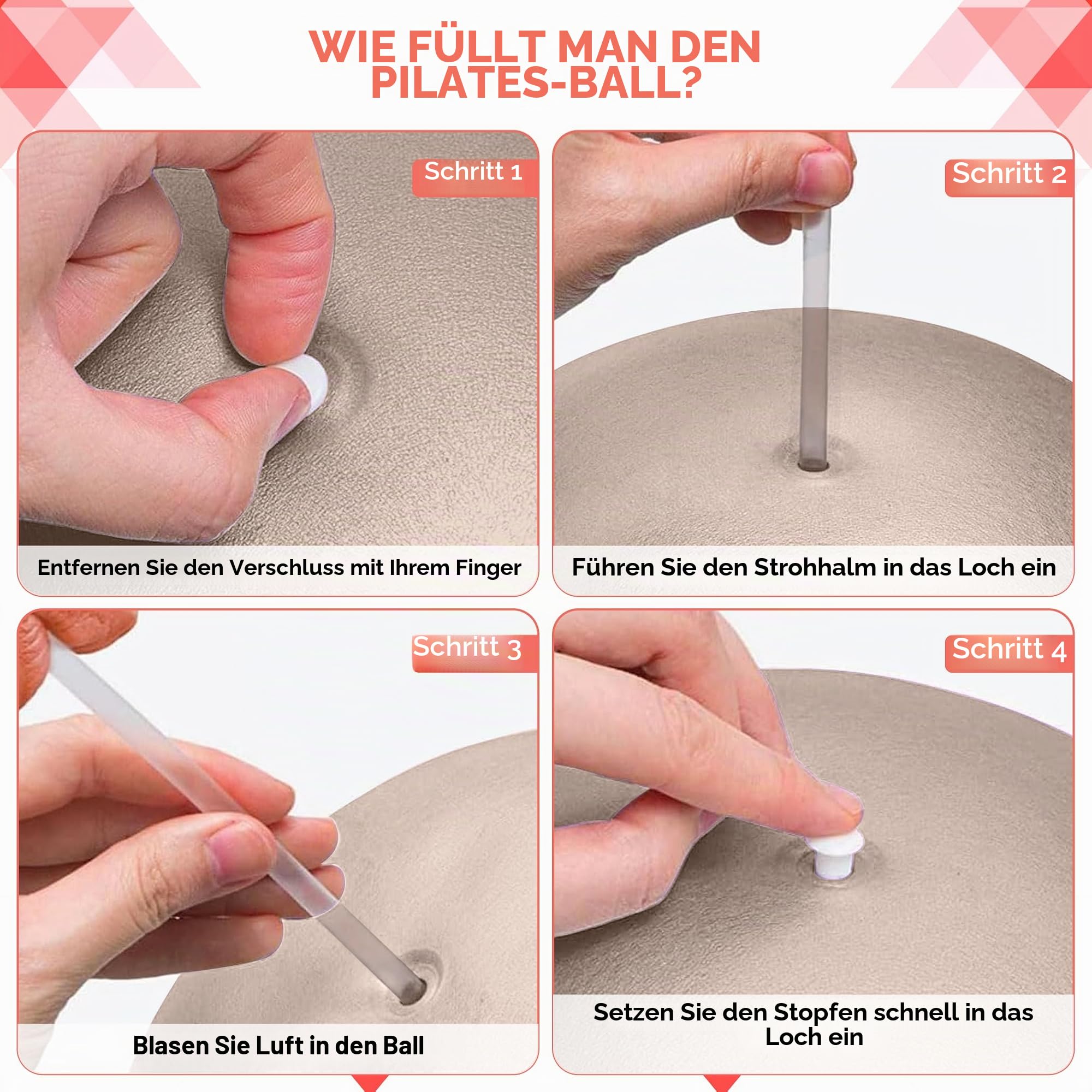 Komplettes Pilates-Set, Beige – Pilates-Ring, weicher Ball, 3 Widerstandsbänder, rutschfeste Socken, Anleitung – Fitnesszubehör für Damen