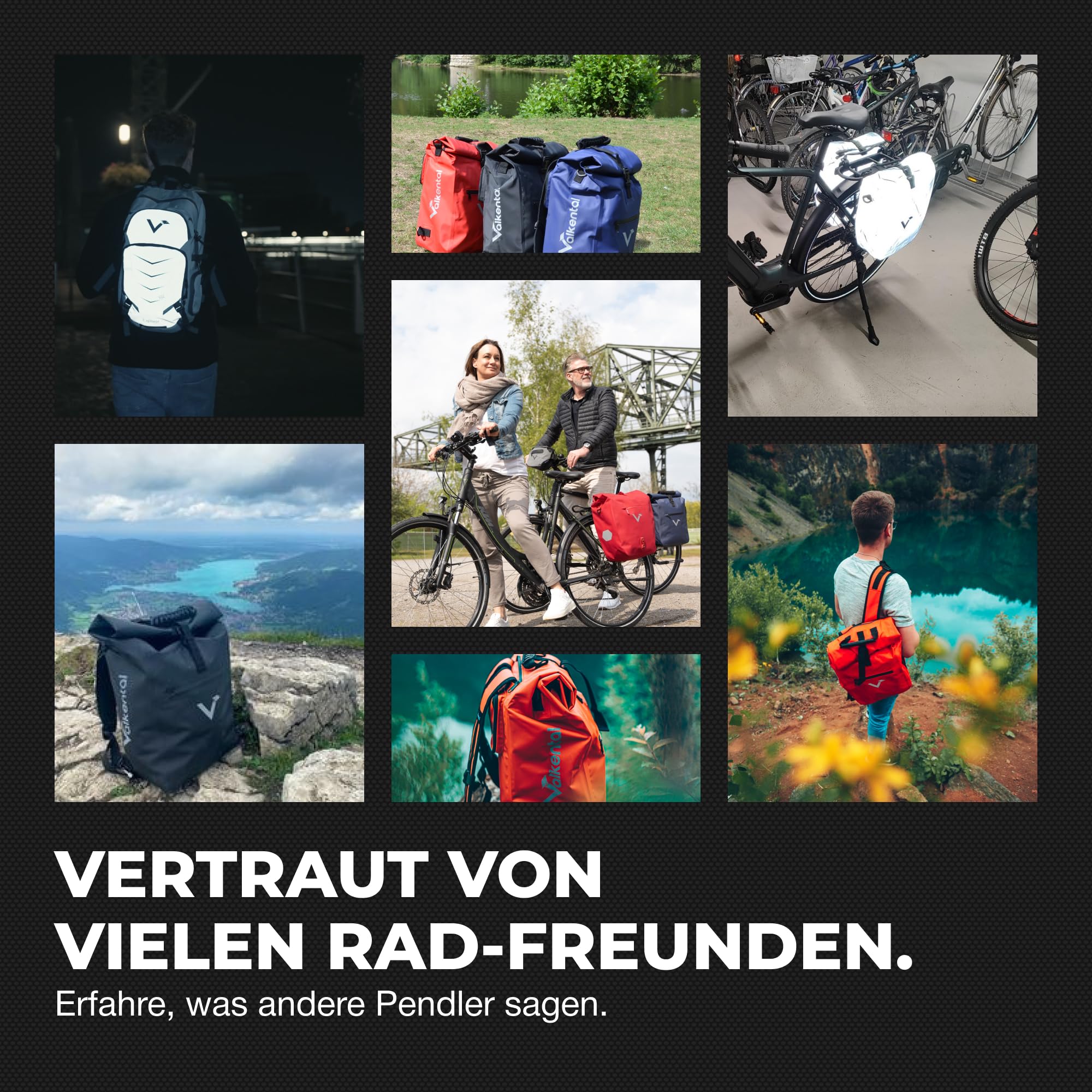 Valkental® UrbanX 2in1 Fahrradtasche & Rucksack kombiniert [28L Volumen] wasserdichte Gepäckträgertasche mit abschließbarer Befestigung – Elegante Radtasche & stylischer Rucksack – Geprüfte Qualität