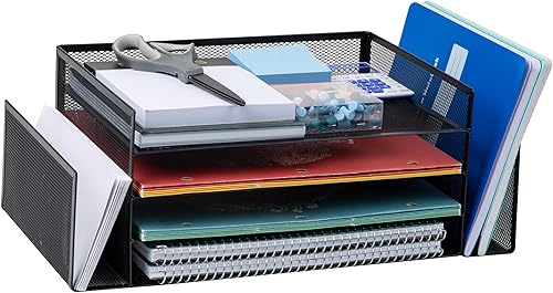 Mind Reader Organizador de escritorio, almacenamiento de archivos, bandeja de papel, espacio de trabajo, oficina, malla metálica, 16.75 pulgadas de