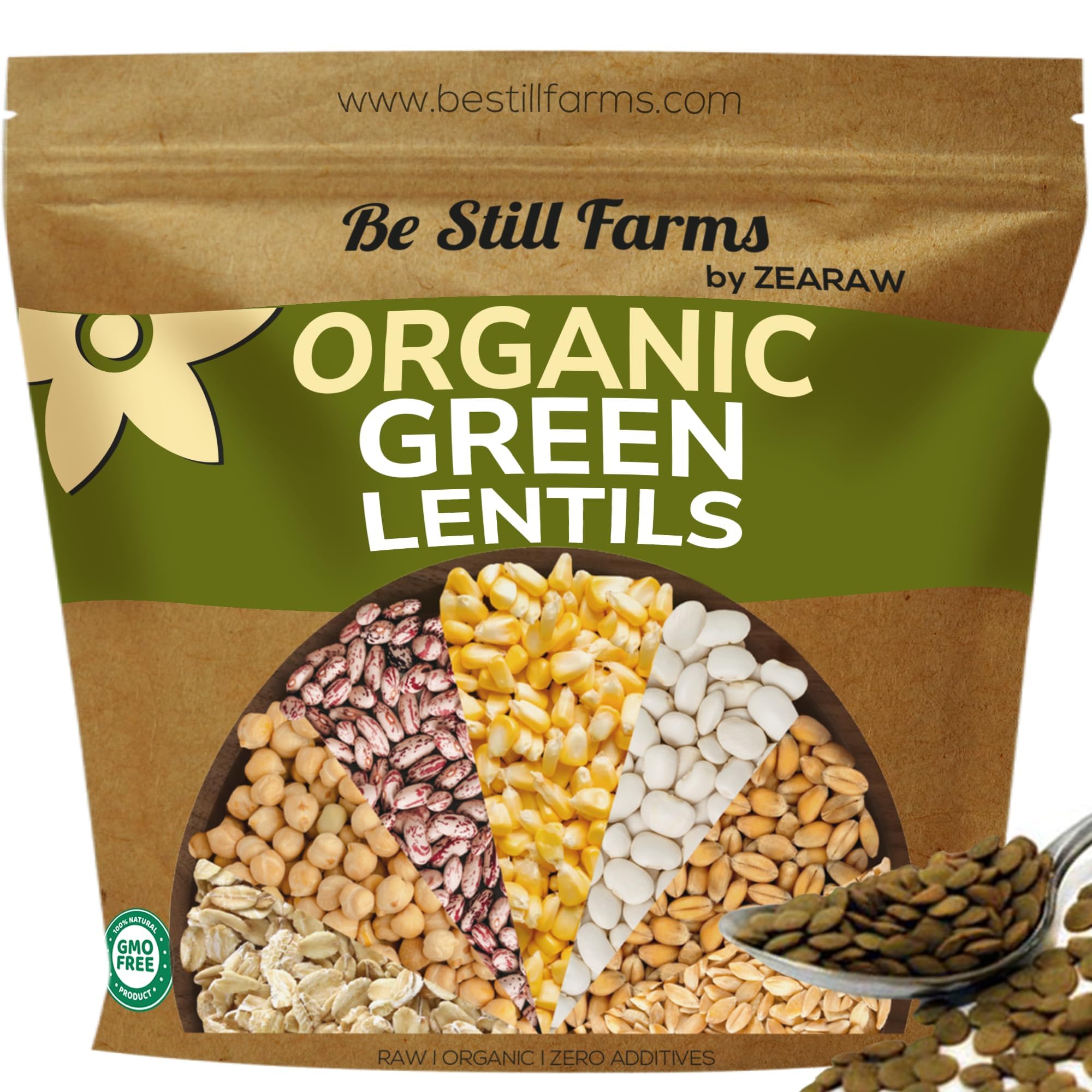 Be Still Farms Organic Green Lentils Dry - Bulk (2.8lb) Similar to French Lentils le Puy - Ideal for Soup, Pasta, Pilof - USDA Certified | USA Grown | Vegan | Non-GMO | Gluten Free
