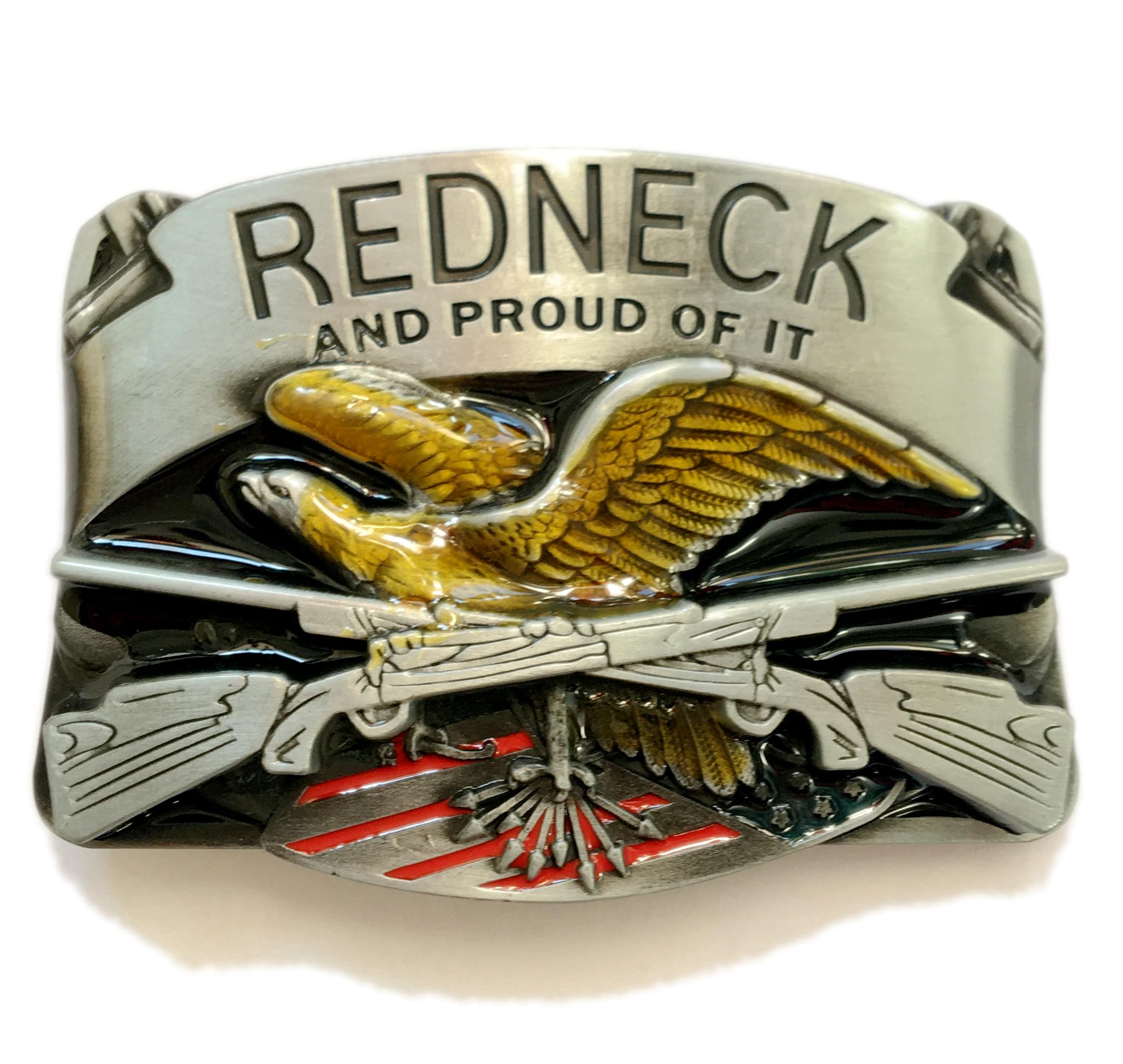 Cl&J Bb Unisex Metallic Redneck Belt Buckle Country Hunting Western Cowboy Cowgirl Native American Motorcyclist (Rdnk1), One Size For All