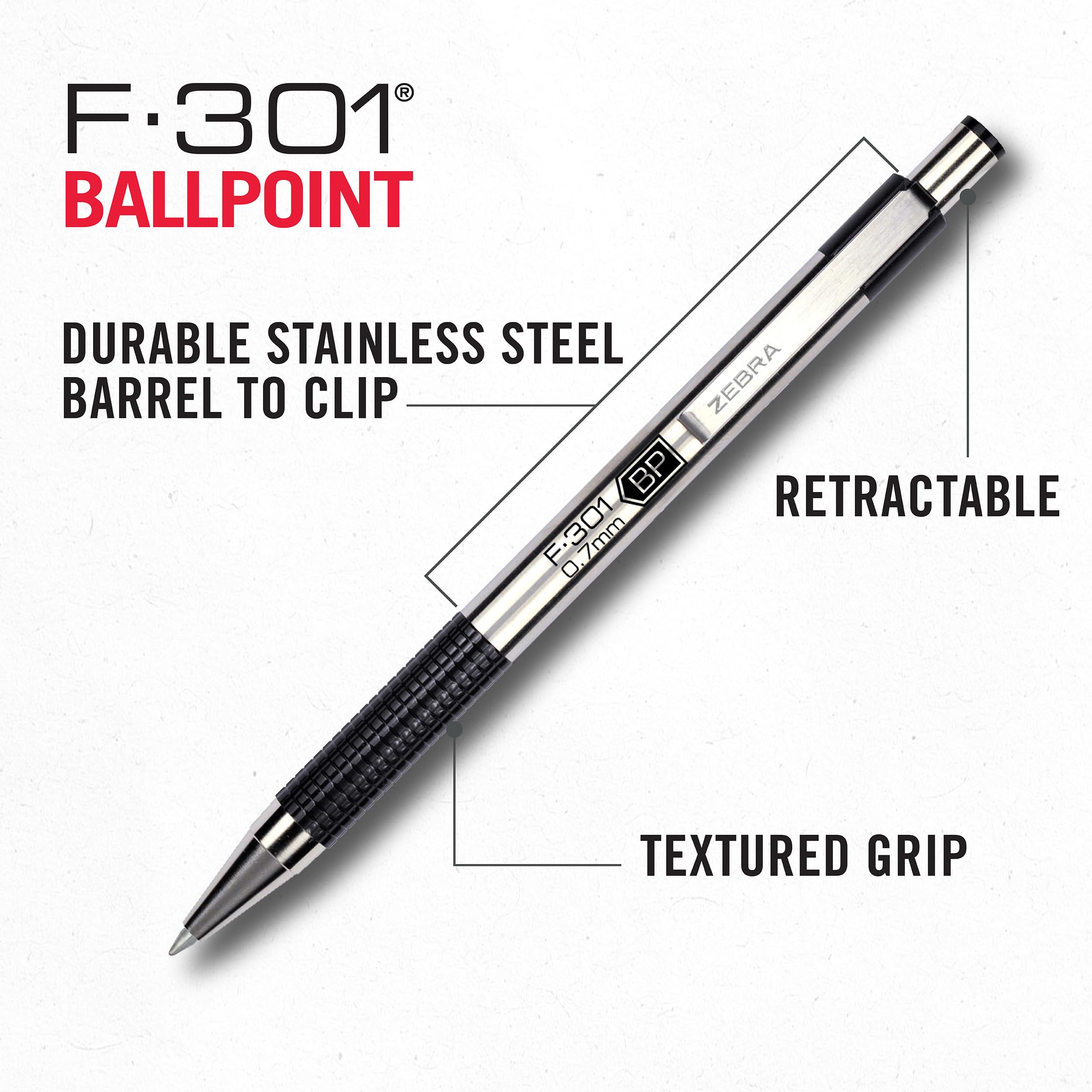 Amazon.com: Zebra Pen F-301 Ballpoint Black Ink Fine Point 0.7mm