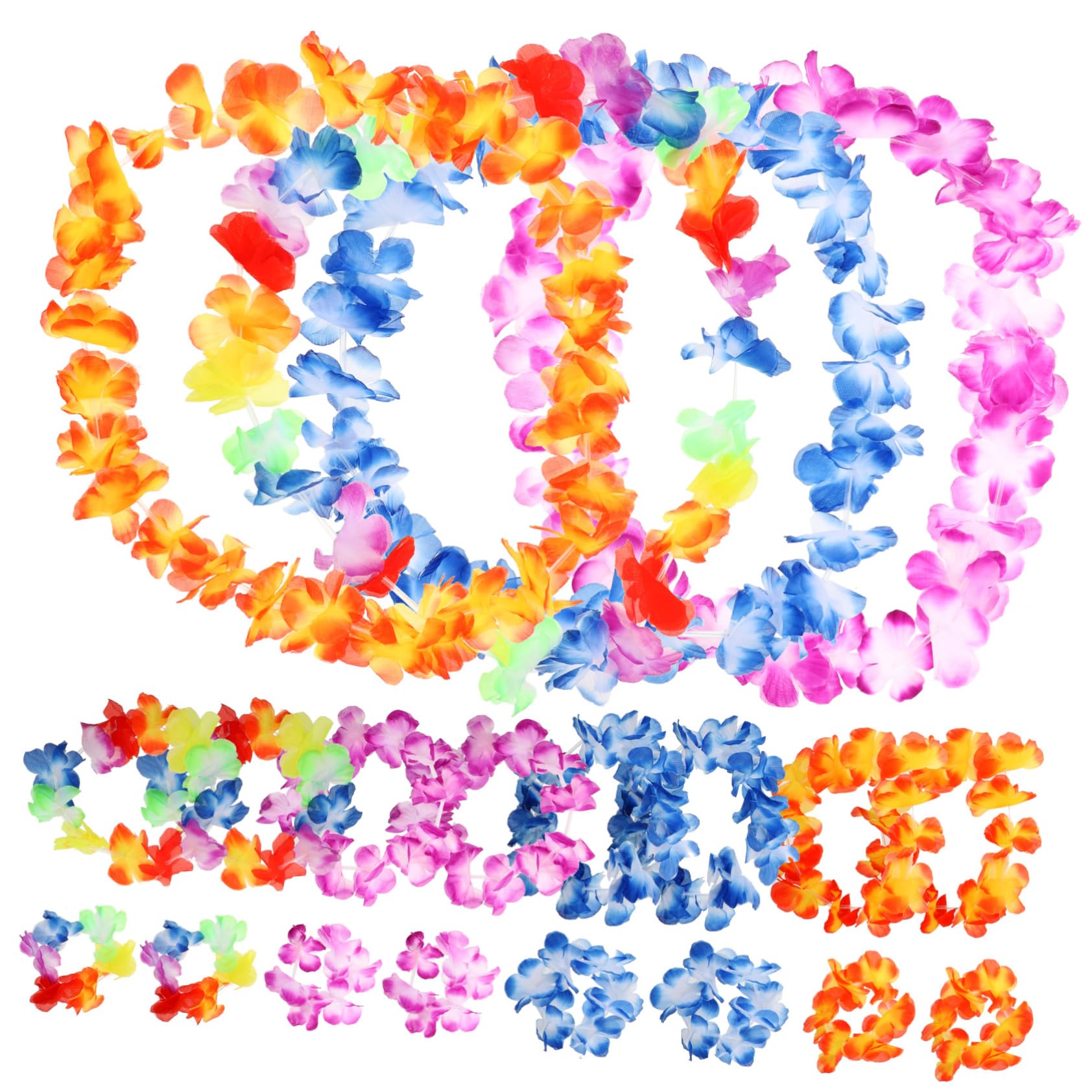 ABOOFAN 2 Sätze Hawaiianische Lei Blumengirlande künstliche blüten Weihnachtsdekoration Kinderarmbänder Halsketten Stirnband Hawaii-Blumenarmbänder Hawaii-Leinen Blütenblatt Kranz