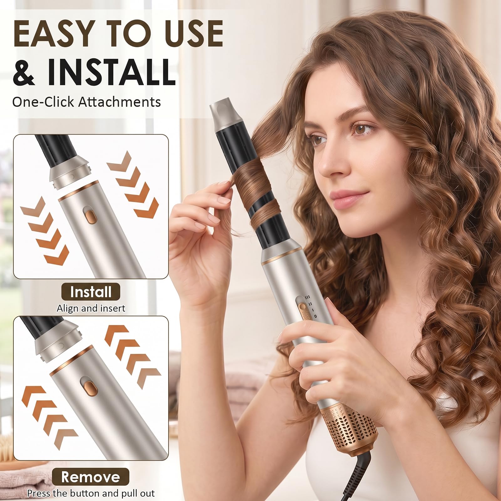 Asciugacapelli 5 in 1, Spazzola Asciugacapelli Multifunzione, Hair Styler set 1000W, Airbrush Air Styler, Spazzola Ad Aria Calda, Phon Capelli Per Asciugatura, Volume, Ricci