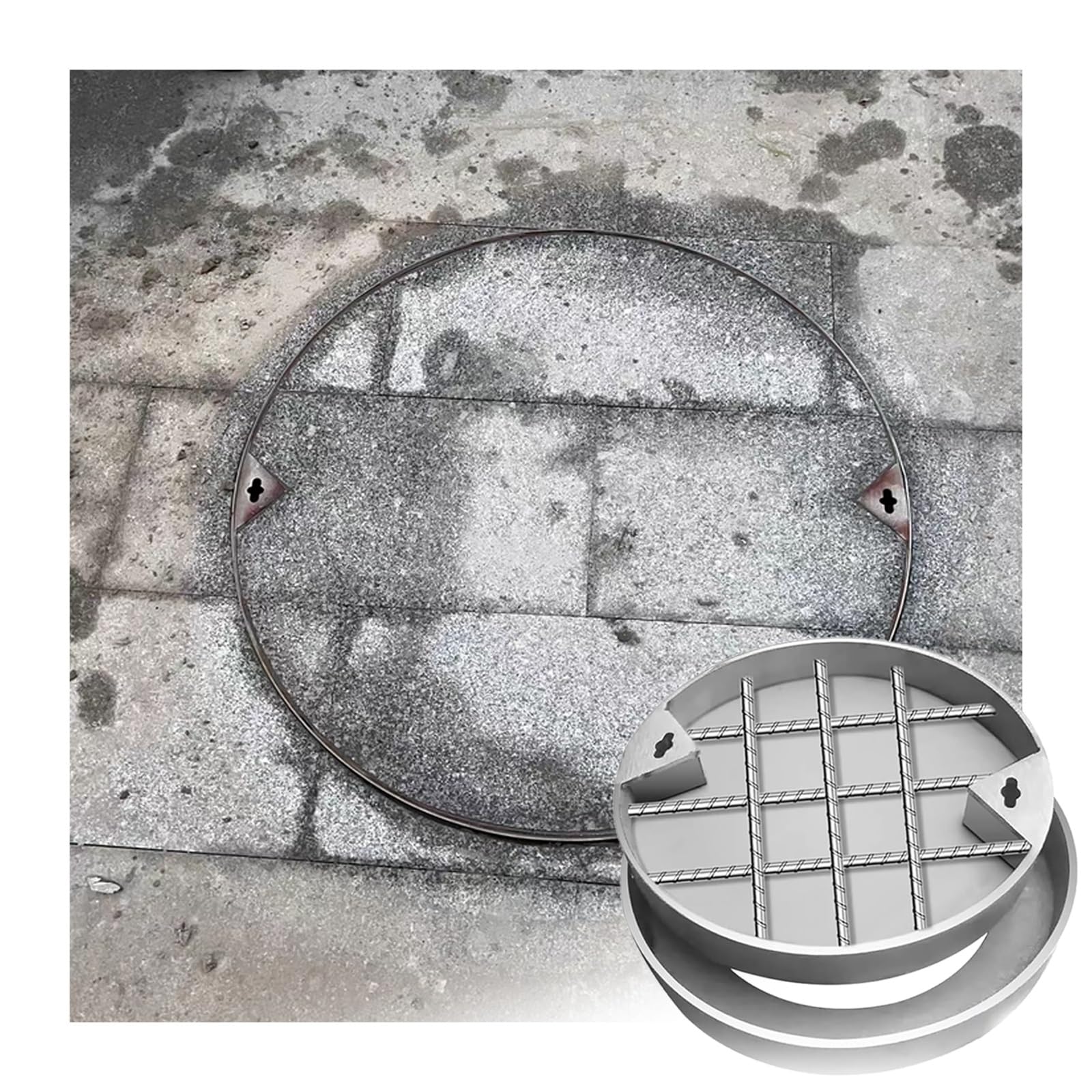 Cadre de regard en acier inoxydable rond pour dissimulation de fosse