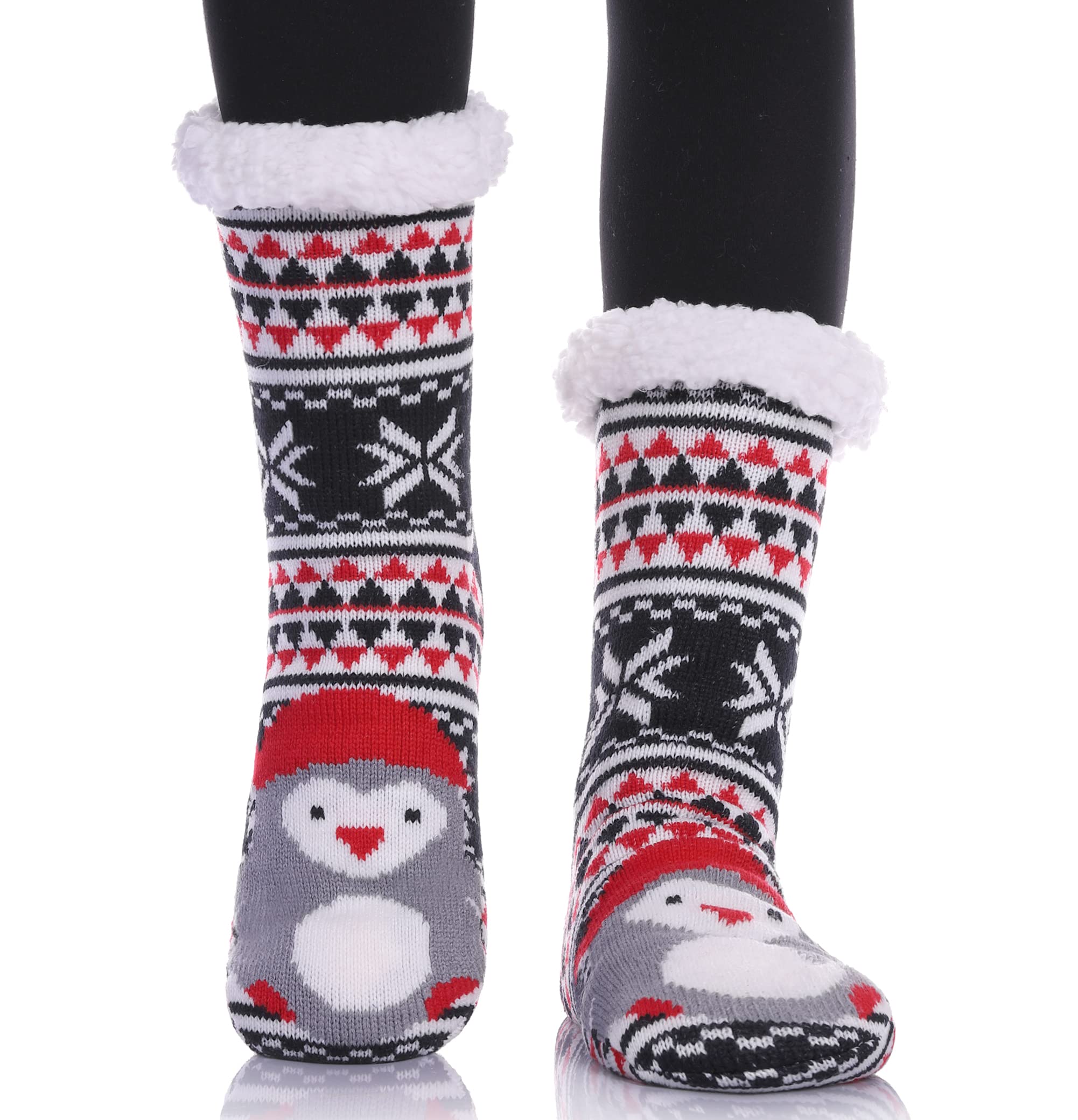 MQELONGWomens Super Soft Cute Cartoon Animal fuzzy Cozy Non-Slip Winter Slipper Socks