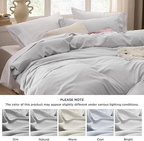 Vista 47 de Bedsure Funda de edredón azul pizarra tamaño Queen – Juego de ropa de cama extra suave prelavada similar al algodón, incluye 1 funda de edredón