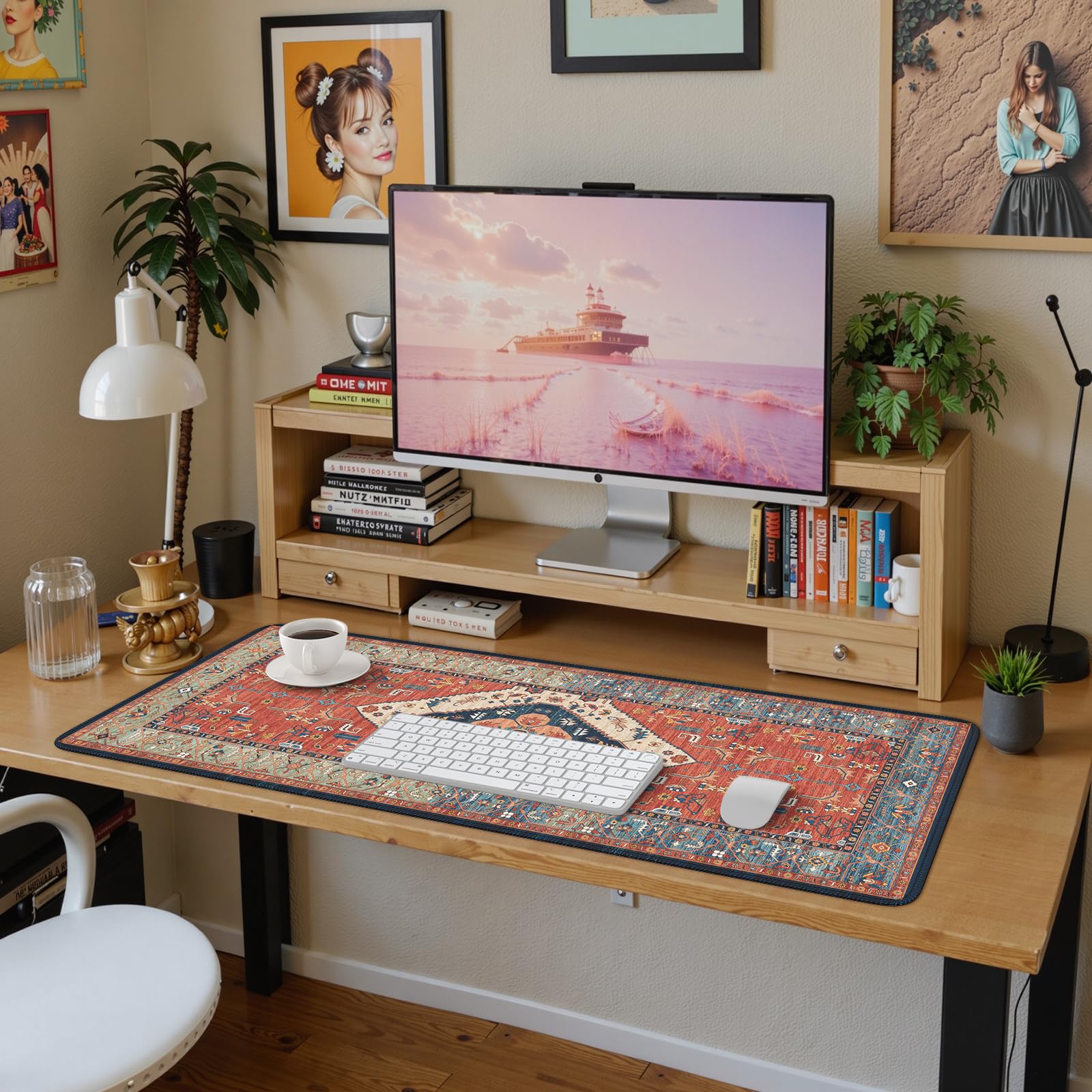 ICasso Rug Desk Mat Retro,Extra Large Desk Pad Non Slip,XXL Keyboard - View #13