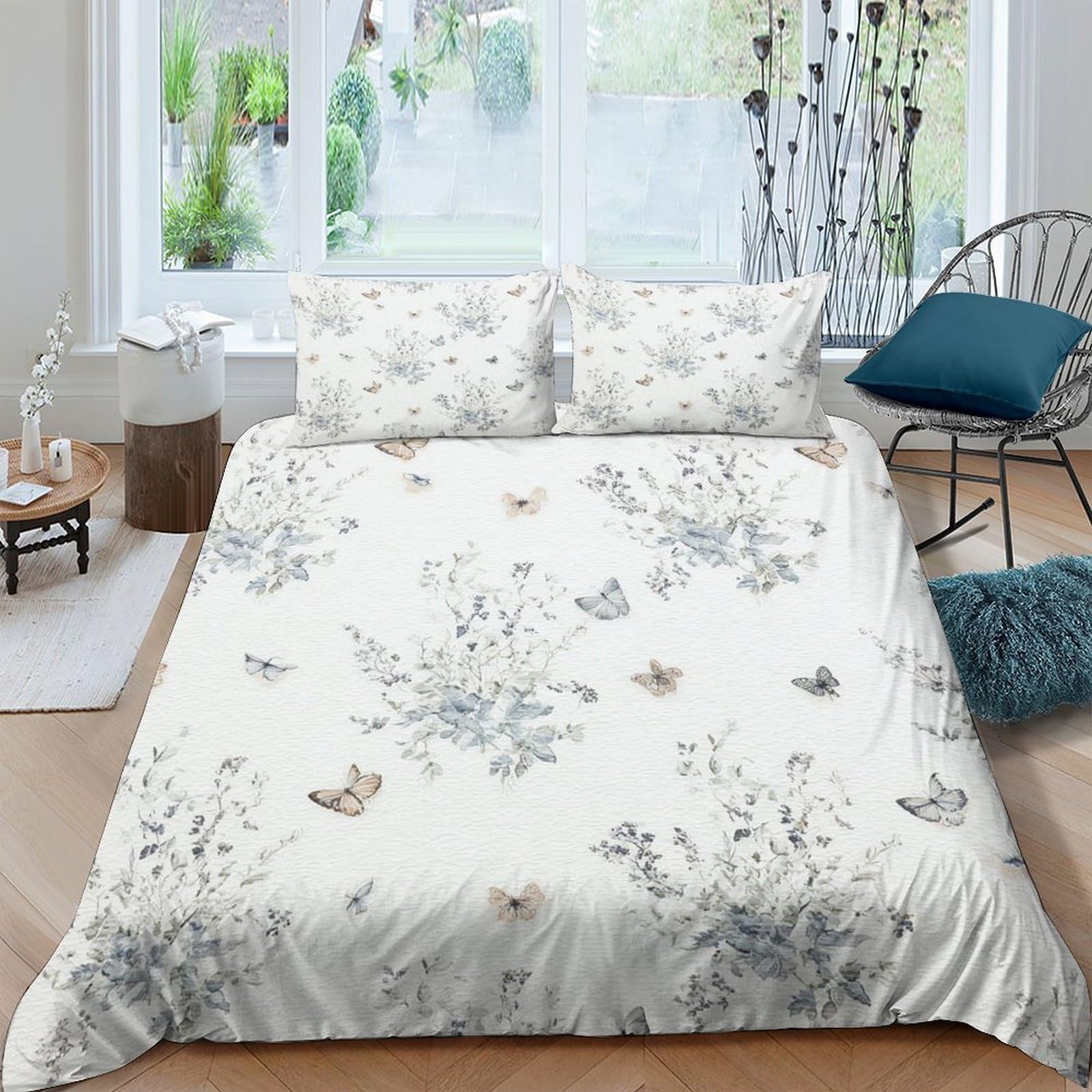Ctjqhvkz Style-7 3D Printed Botanical Butterfly Fitted Sheet Microfiber Soft Mattress Cover Bedroom Decor For Home Dorm Guest Room Single（135X200cm）