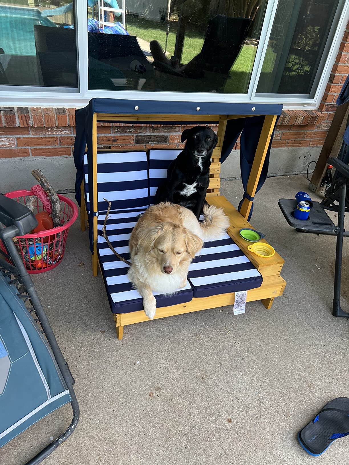 23/mo Finance KidKraft Wooden Outdoor Double Chaise Lounge with Cup