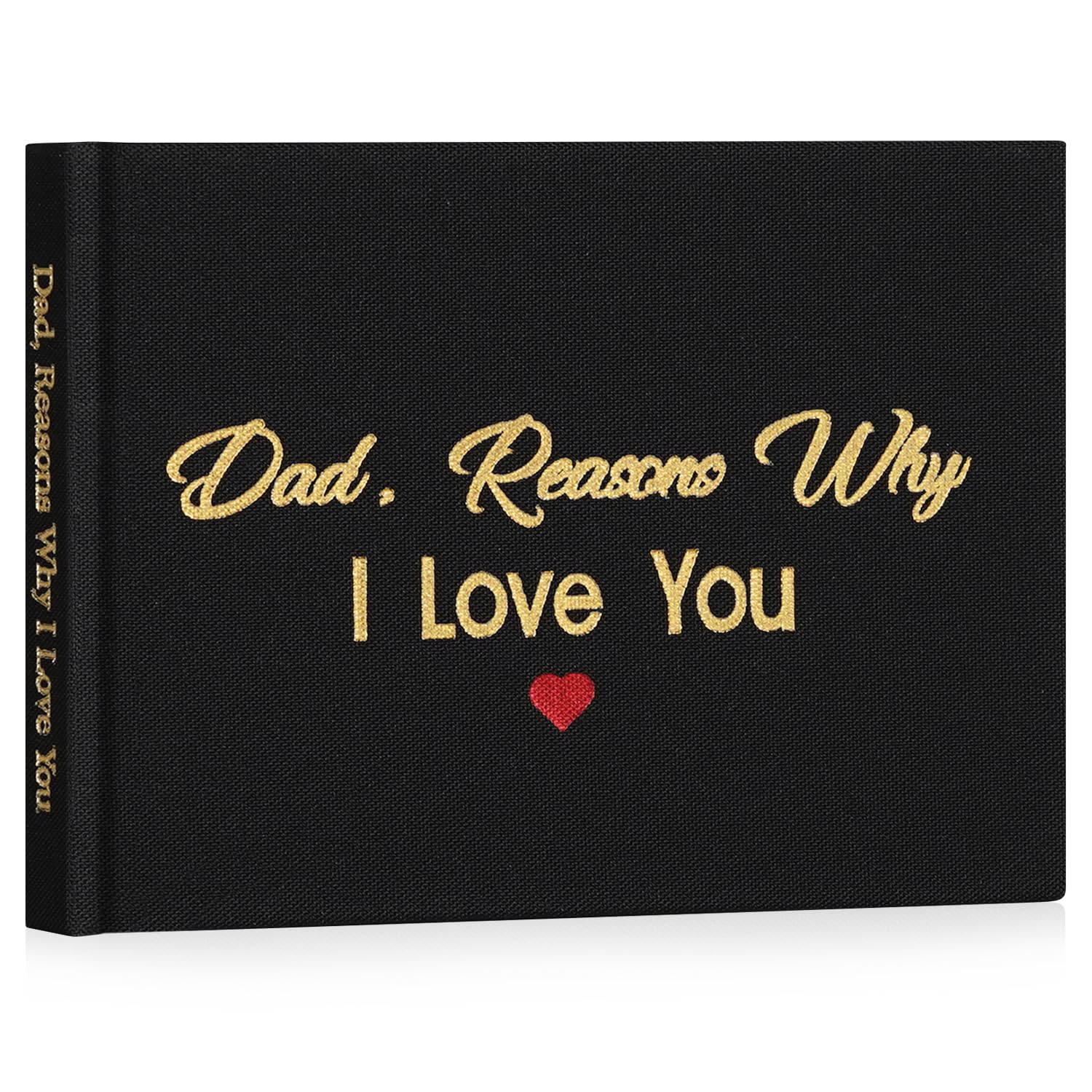 Miaikoe Reasons Why I Love Dad Fabric Book Fill-in-the-Blank Love Journal for Dad Birthday Father's Day Christmas Gifts Stocking Stuffer for Father Black