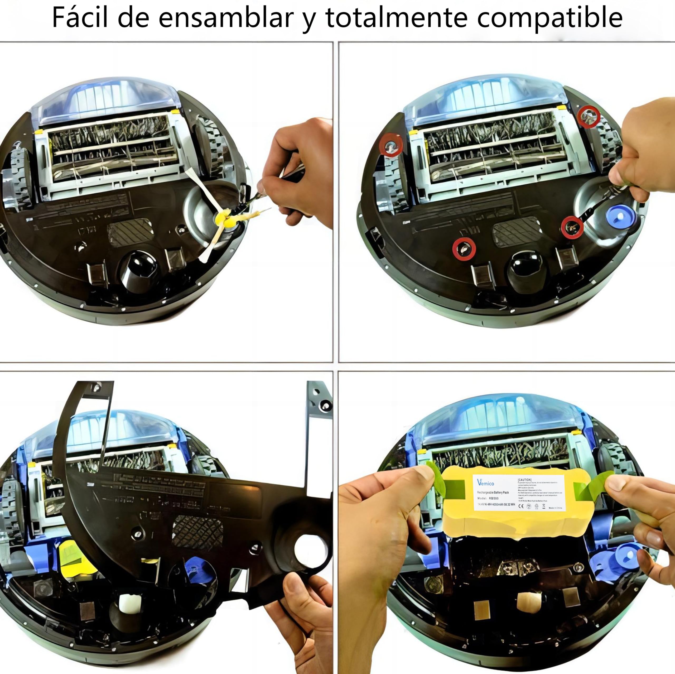 Vemico 14.4V 4050mAh baterías de Repuesto para iRobot Roomba R3 500/600/700/800/900 Series 500/510/531/535/540/550/552/560/570/580/595/620/650/660/700/760/770/780/790/800/870/900