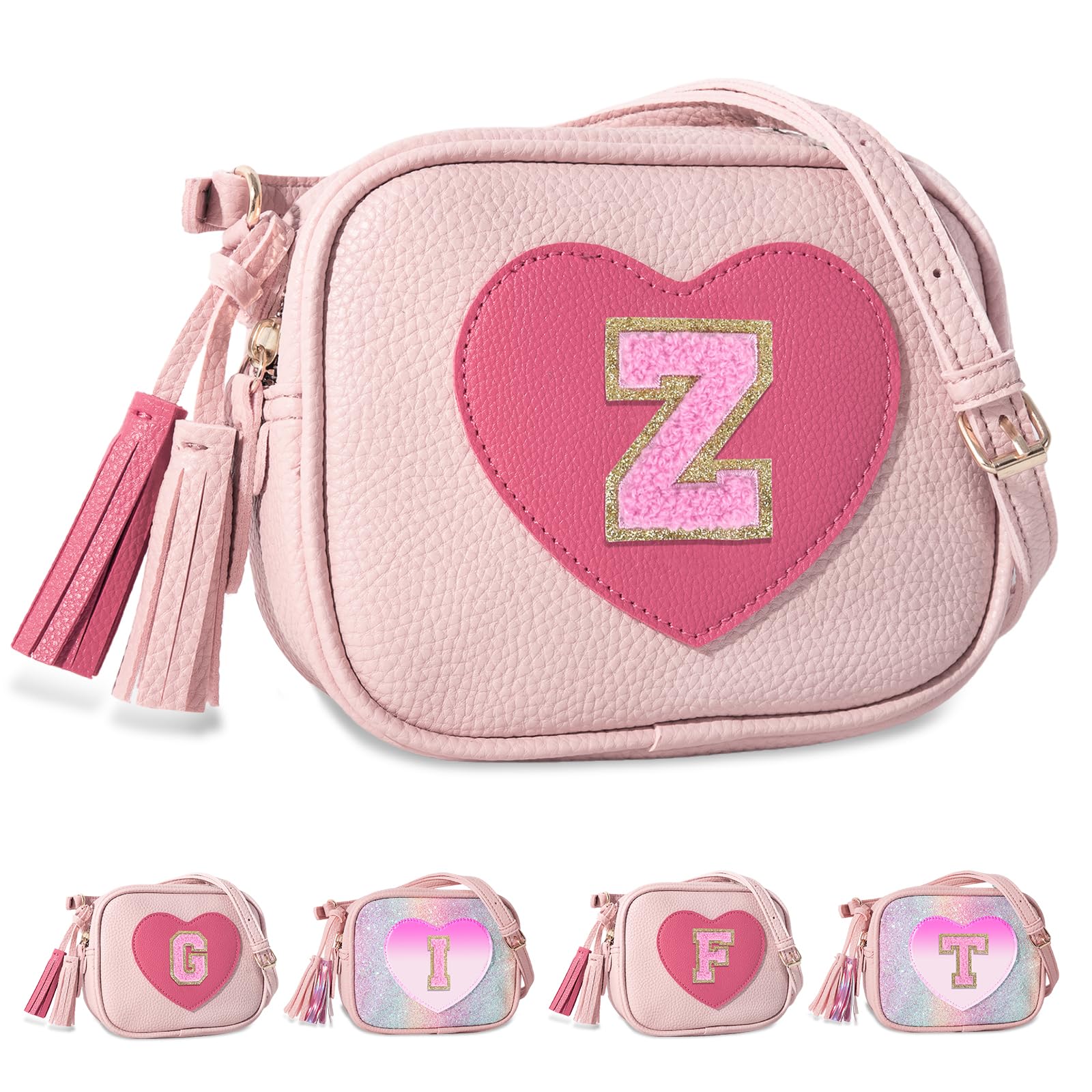 UIXIZQ Personalized Toddler Purse for Girls 2–10, Cute Little Girl Purse &amp; Kids Wallet, Small Initial Shoulder Crossbody Bag, Birthday &amp; Christmas Gift for Daughter(Pink,Z)
