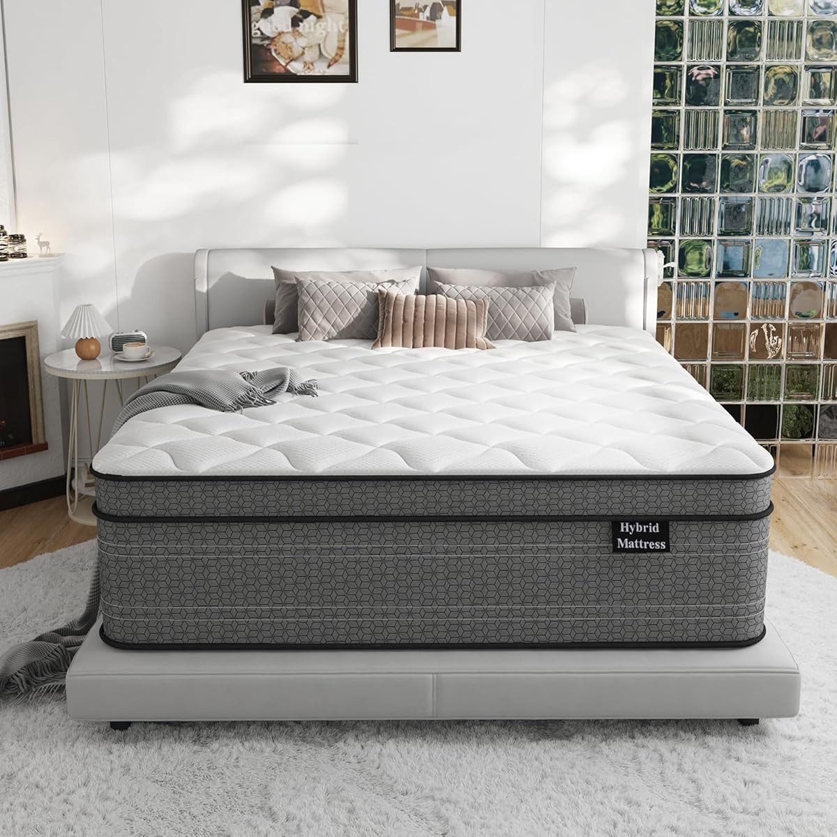 King Size Mattress, 12 Inch Firm Hybrid King Bed Mattress in a Box, with Gel Memory Foam and Individual Pocket Springs, Motion Isolation, Strong Edge Support & Pressure Relief