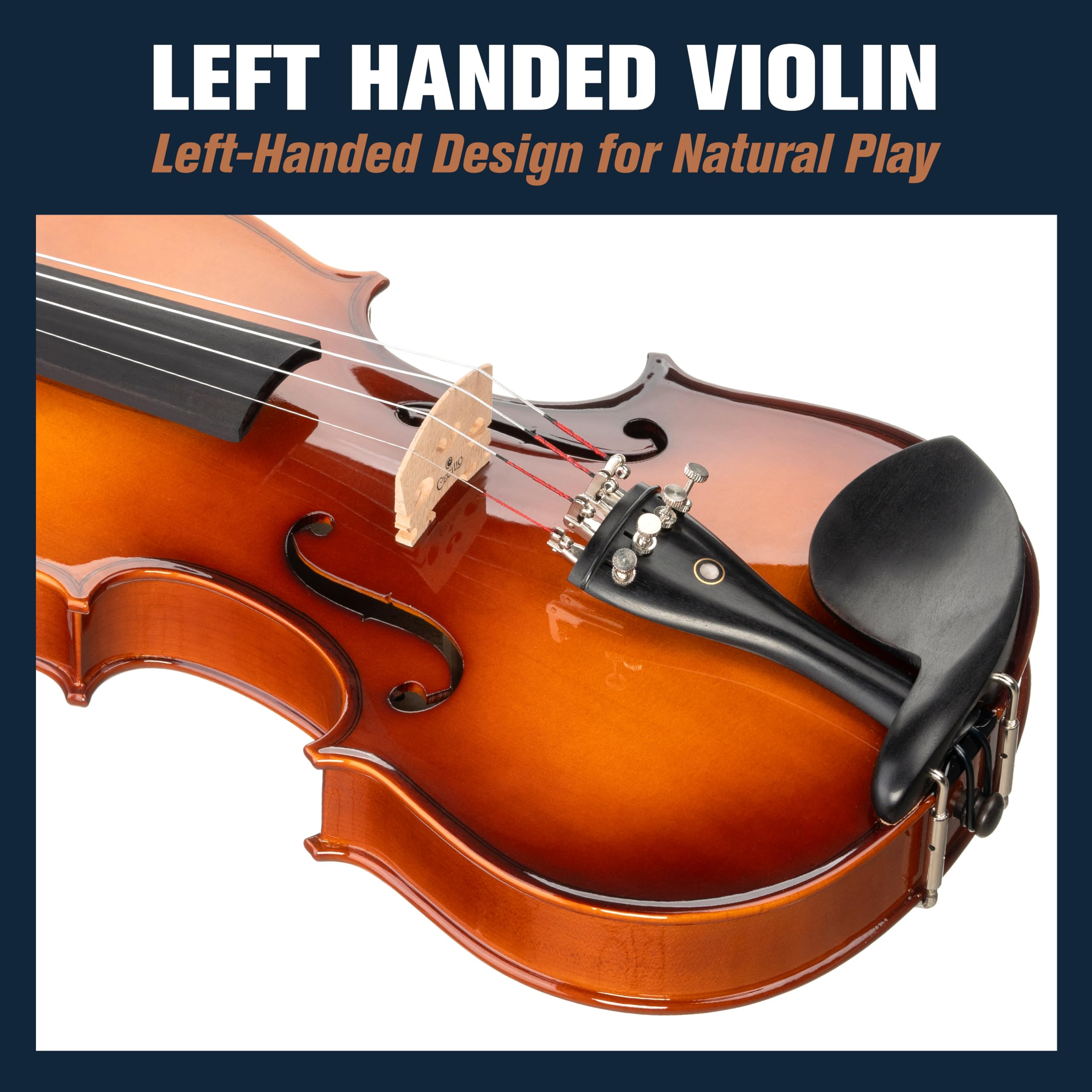 Cecilio 44 Left Handed Acoustic Violin Solid Spruce Maple Set with Case product thumbnail 3