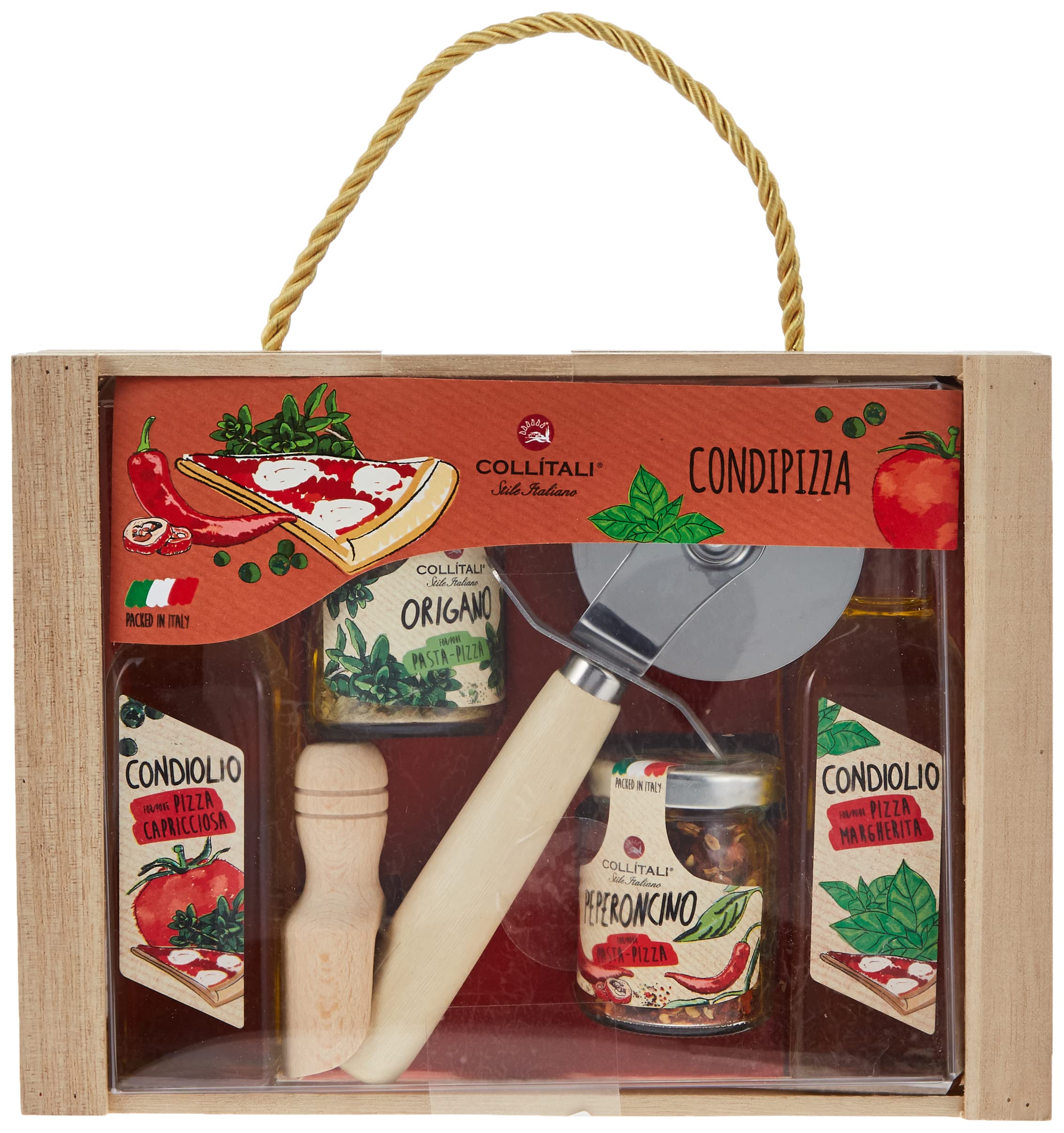 Gift Set Pizza In Wooden Box Ideal Condiments Dressing Tool Of 6 200Ml 25.5G