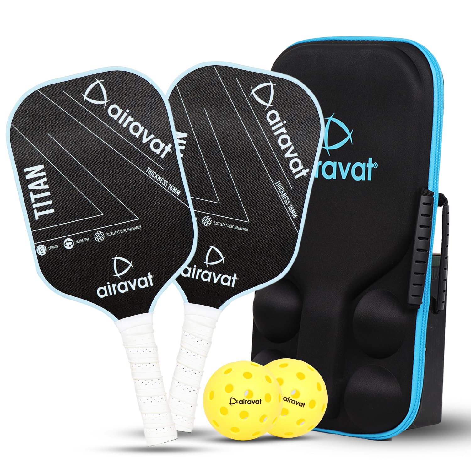 Airavat Titan Pickleballs Paddle Set of 2 Pieces Pickle Paddle, 2 Pc Pickleballs & 1 Pc Premium Bag Pickle Bag, 16mm Thickness | Pure Carbon Material (White) (B0DDZVWQ73) Amazon Price History, Amazon Price Tracker