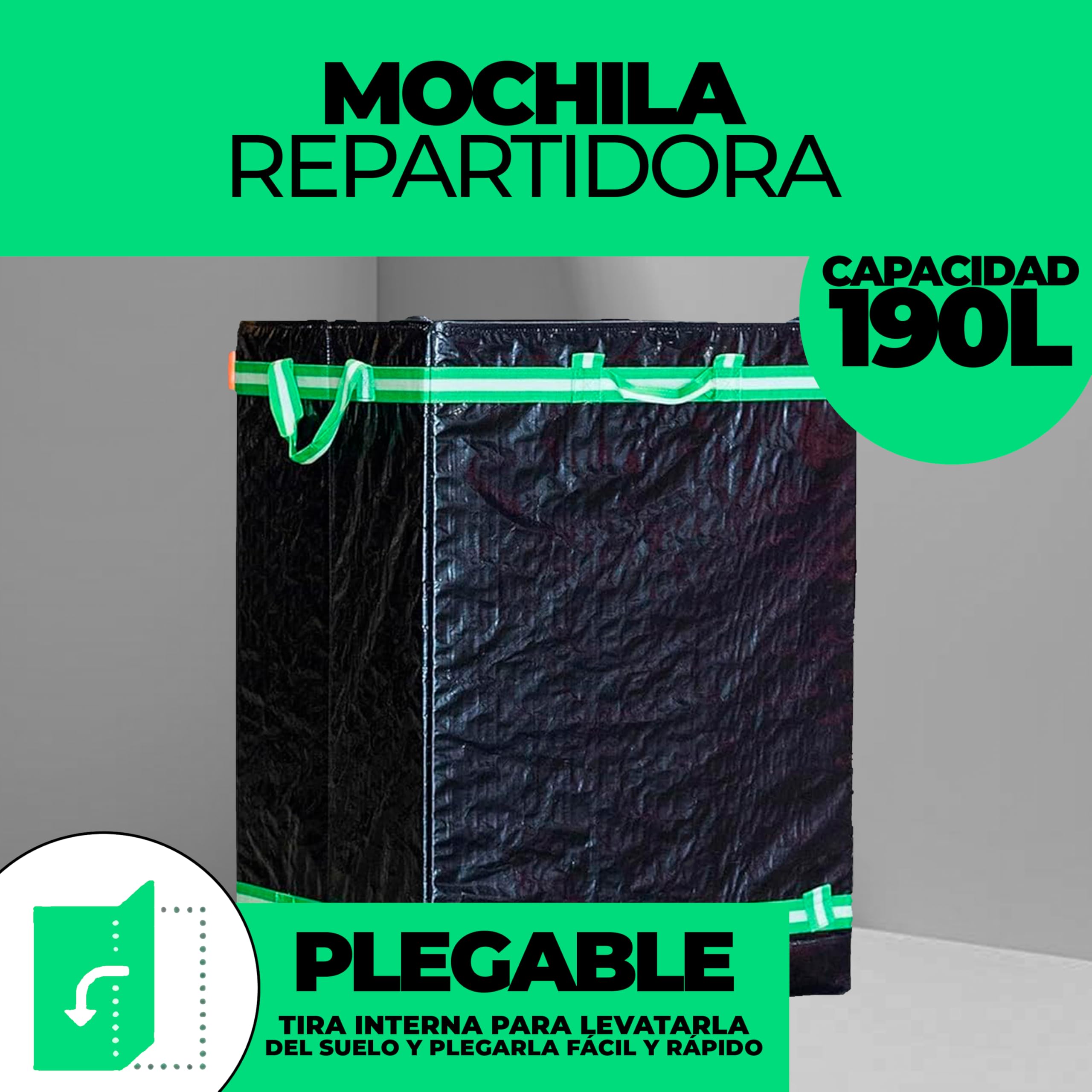 Genérico mochila repartidora - mochila de repartidor, 190L de capacidad, impermeable y resistente, diseño plegable, ideal para delivery profesional