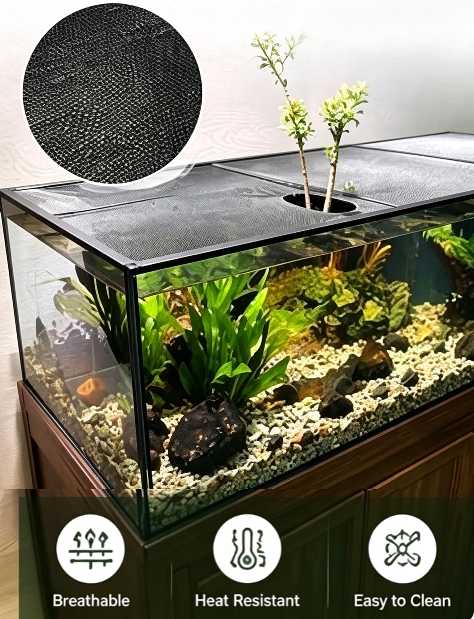 Generico Coperchio in Rete per Acquario con Telaio in Alluminio