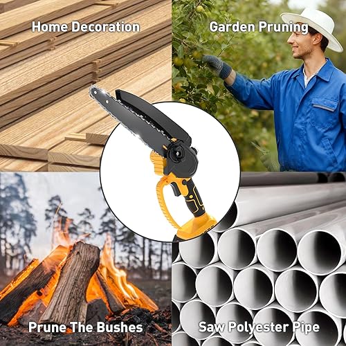 Miniatura 4 de Mini Motosierra Eléctrica Inalámbrica, Motosierra Portátil de 8 Pulgadas y 6 Pulgadas para Baterías Makita de 18V, Motosierra de Mano Pequeña con 2