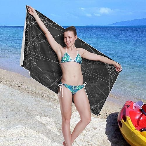 Miniatura 7 de Toalla de playa de microfibra absorbente de tela de araña, toalla de viaje portátil de secado rápido para gimnasio, yoga, natación, 71 x 31 pulgadas
