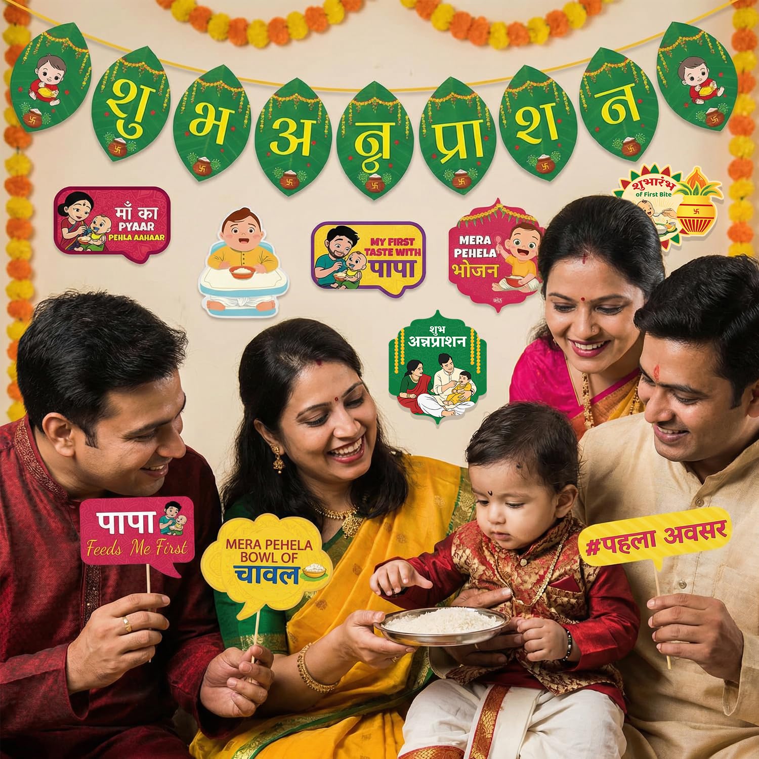 Annaprashan Decorations - 51 Pcs Baby Boy Girl Rice Ceremony Kit -5