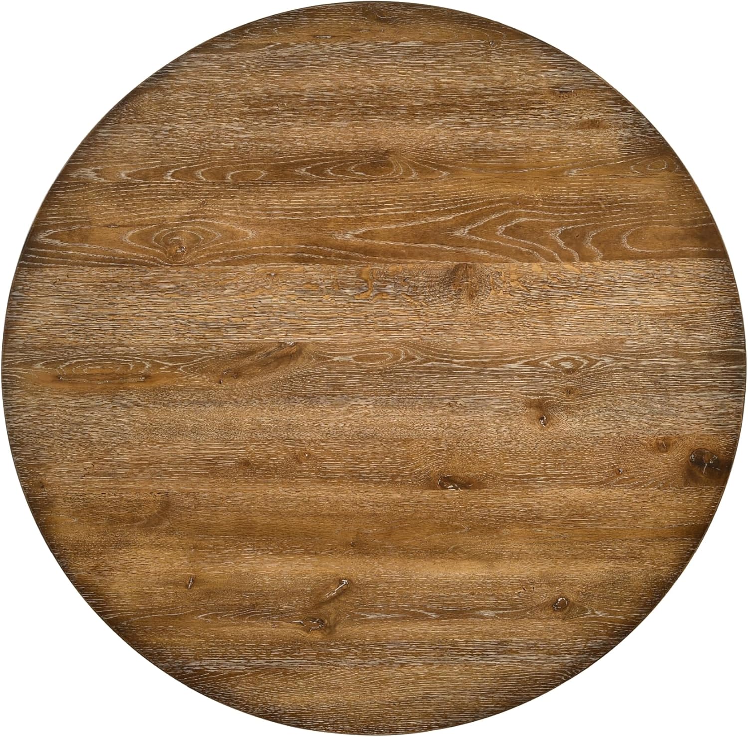 Penau Round Pedestal Dining Table with Oak Veneer Wood Top, 36mm Thick Surface, Wooden Single Pedestal Base with X Shape Design, Sturdy Synthetic Wood Construction, 48 x 48 x 30 Inches