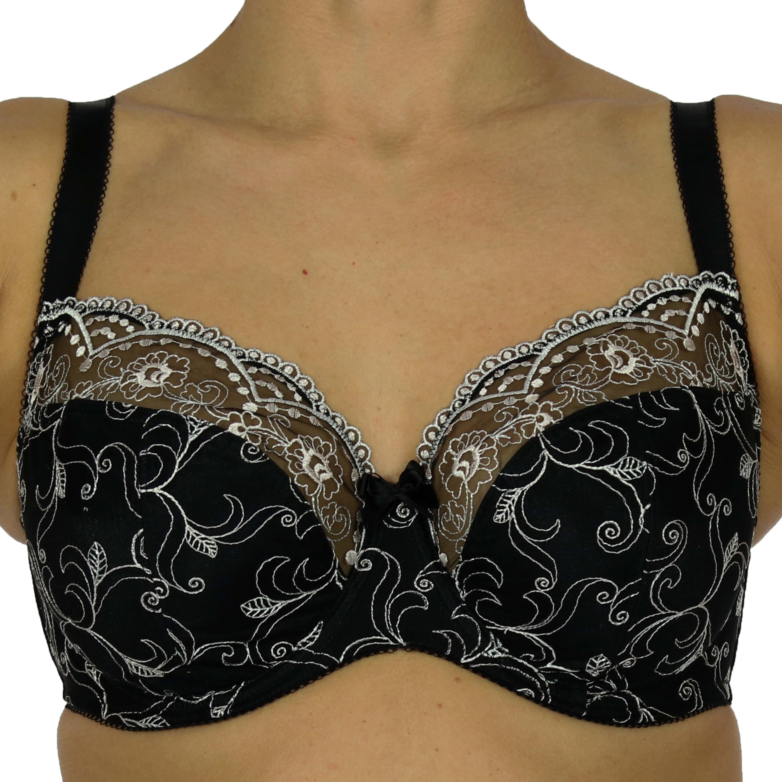 Bhs Women's Black Embroidered Underwired Non-Padded Bra (38E, )