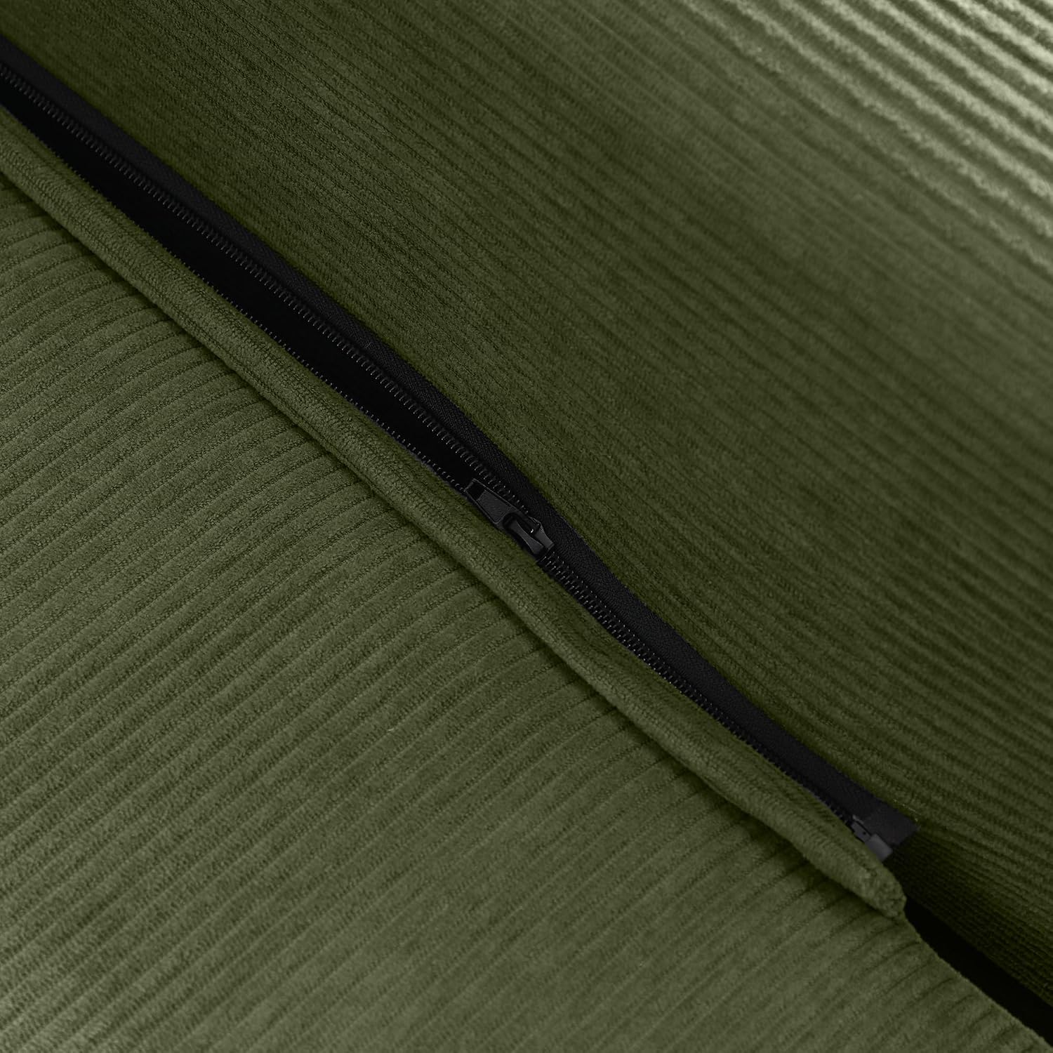 81'' Corduroy Convertible Futon Sofa Bed, 3 in 1 Folding Floor Boneless Sleeper Couch with Pillows, Comfy Foldable Lounge Fold Out Floor Mattress for Apartment/Living Room (Green) | Queen Size, Loveseat, In a Box