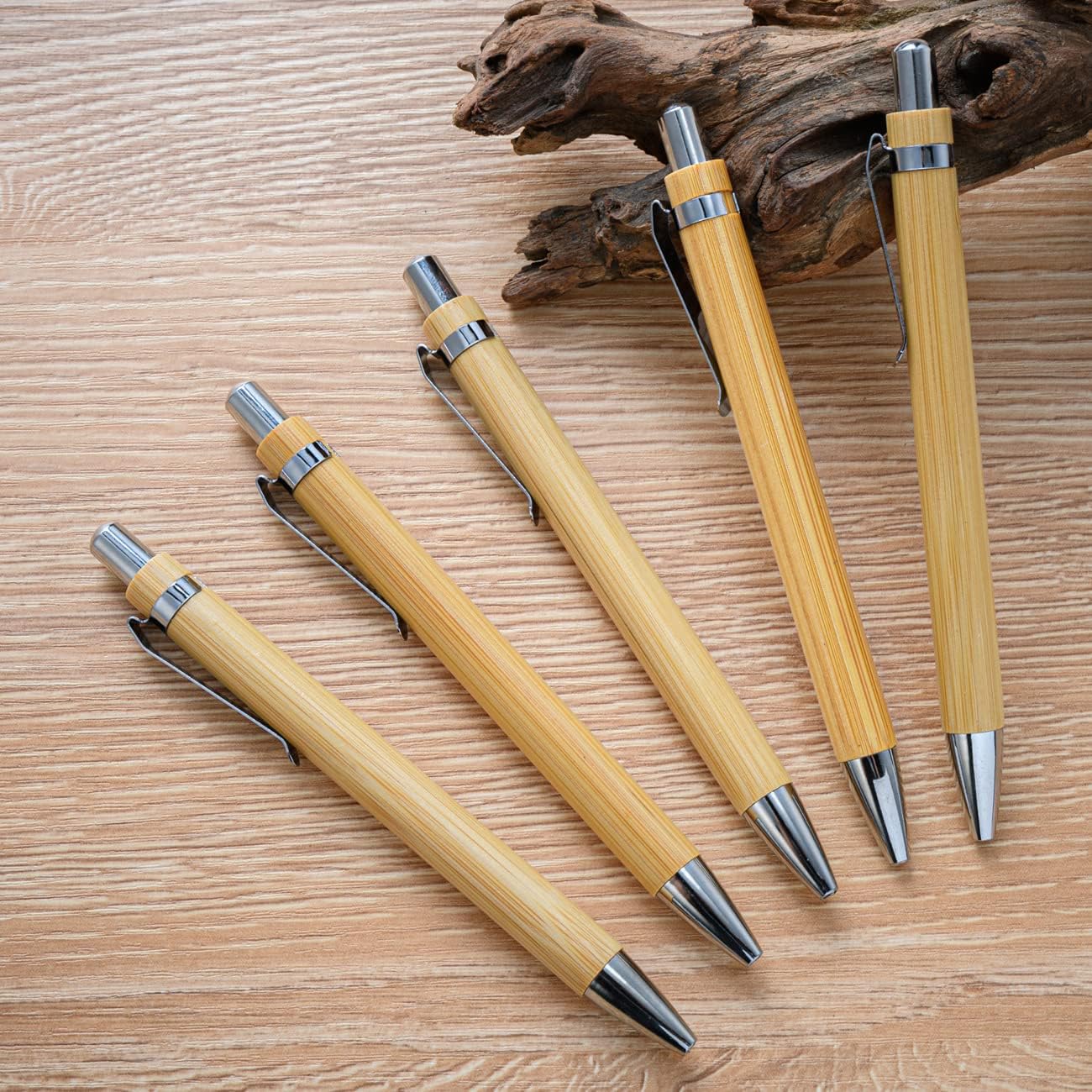 Personalized Pens Bulk with Text Name Custom Ballpoint Pens Retractable Bamboo for Office Church 100 Pcs