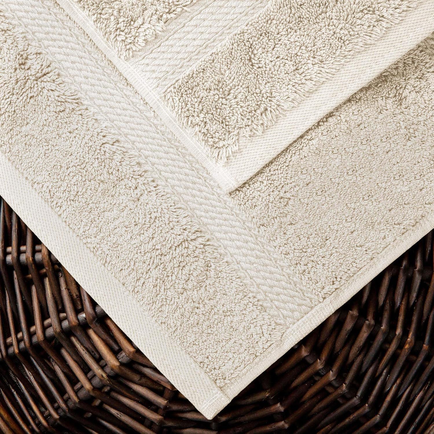 Superior Juego de Toallas de algodón Egipcio, 13 x 13 Pulgadas, Toallas de Mano 20 x 30 Pulgadas, Toallas de baño 30 x 55 Pulgadas, 800 g/m², 10 Piezas, Color Crema