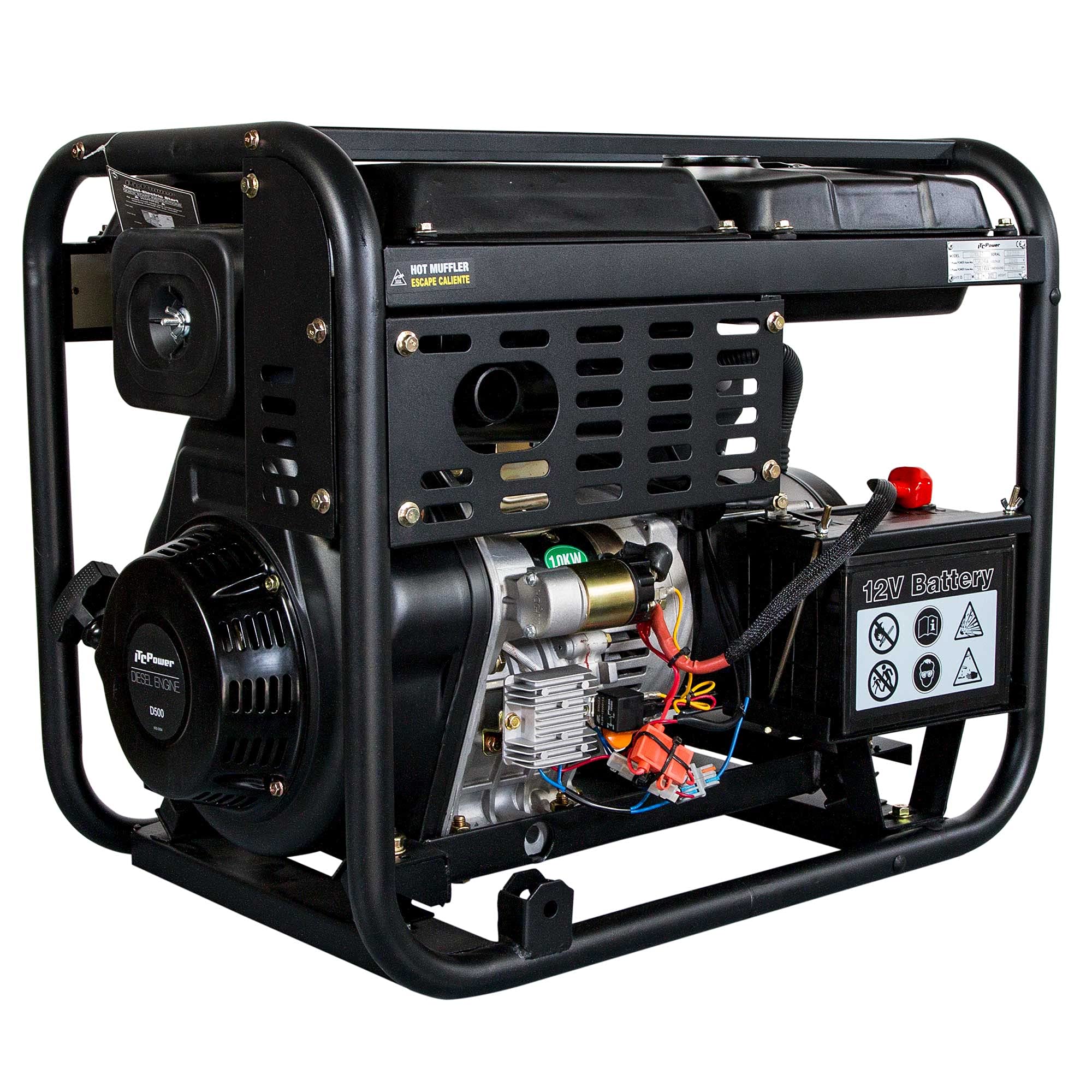 ITCPower Generador Diesel Full Power 7,5 kVA Profesional para Emergencias - Generador Diésel Trifásico 400V Estable para Obras y Empresas - Generador Eléctrico Silencioso Alta Potencia
