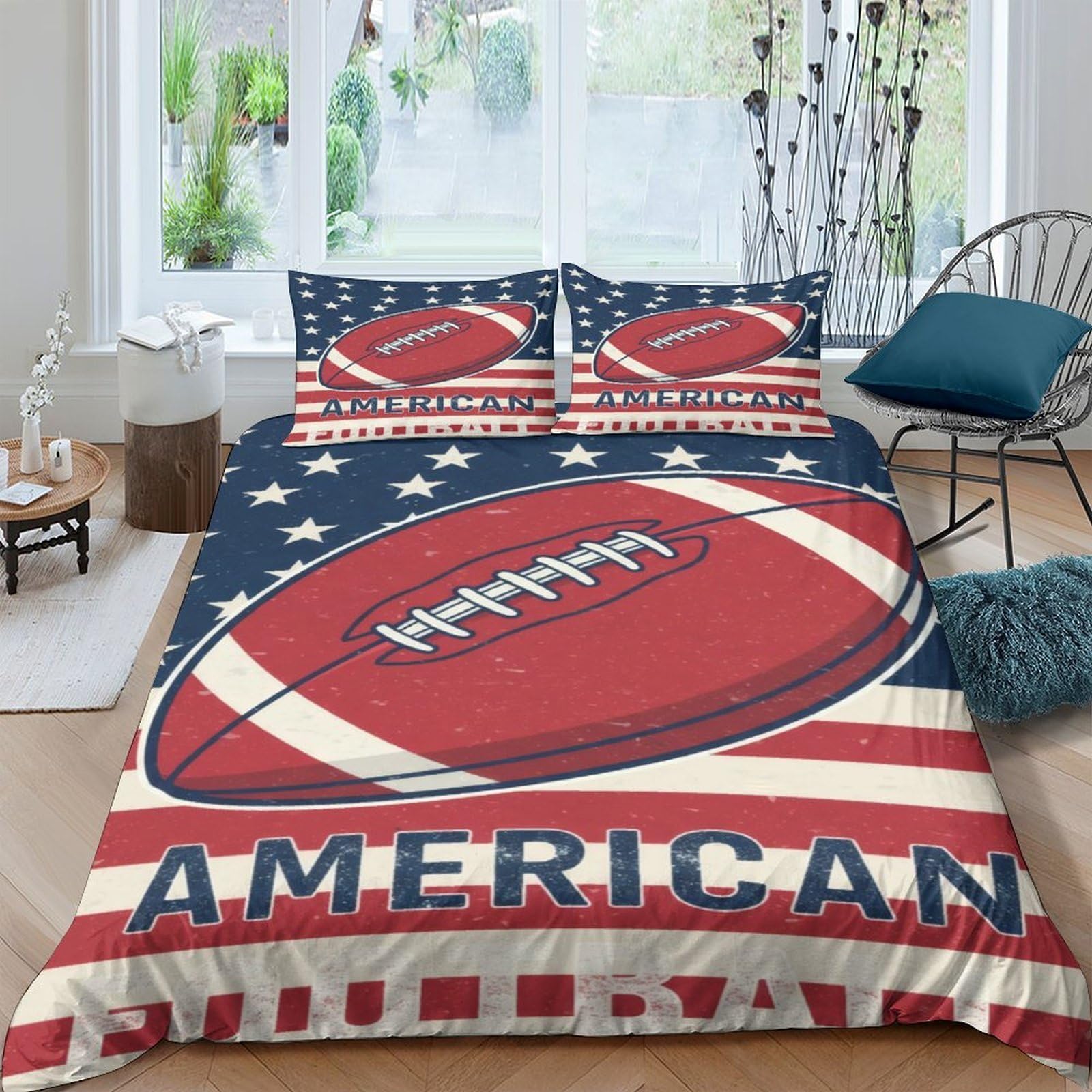 Ctjqhvkz Style-9 3D Printed American Flag Fitted Sheet Microfiber Soft Football Bed Cover For Bedroom Dorm Mattress Protection Decor Single（135X200cm）