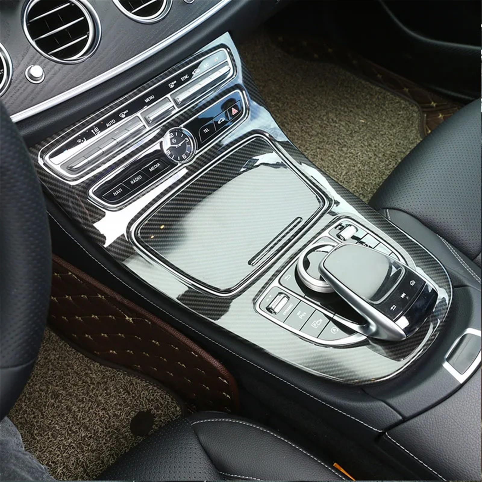 Konsola Środkowa Pasuje do Mercedesa, pasuje do Benz klasy E W213 S213 A238 C238 2016-2021 ABS, dekoracyjna osłona konsoli środkowej samochodu(Black wood 16-18)