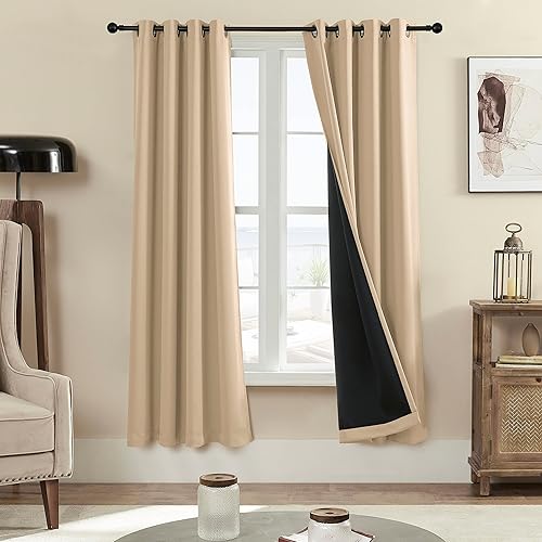 Miniatura 29 de Rutterllow - Cortinas 100% opacas, paneles de cortina con ojales, aislamiento térmico y bloqueo de luz para habitación y sala de estar, (2 paneles