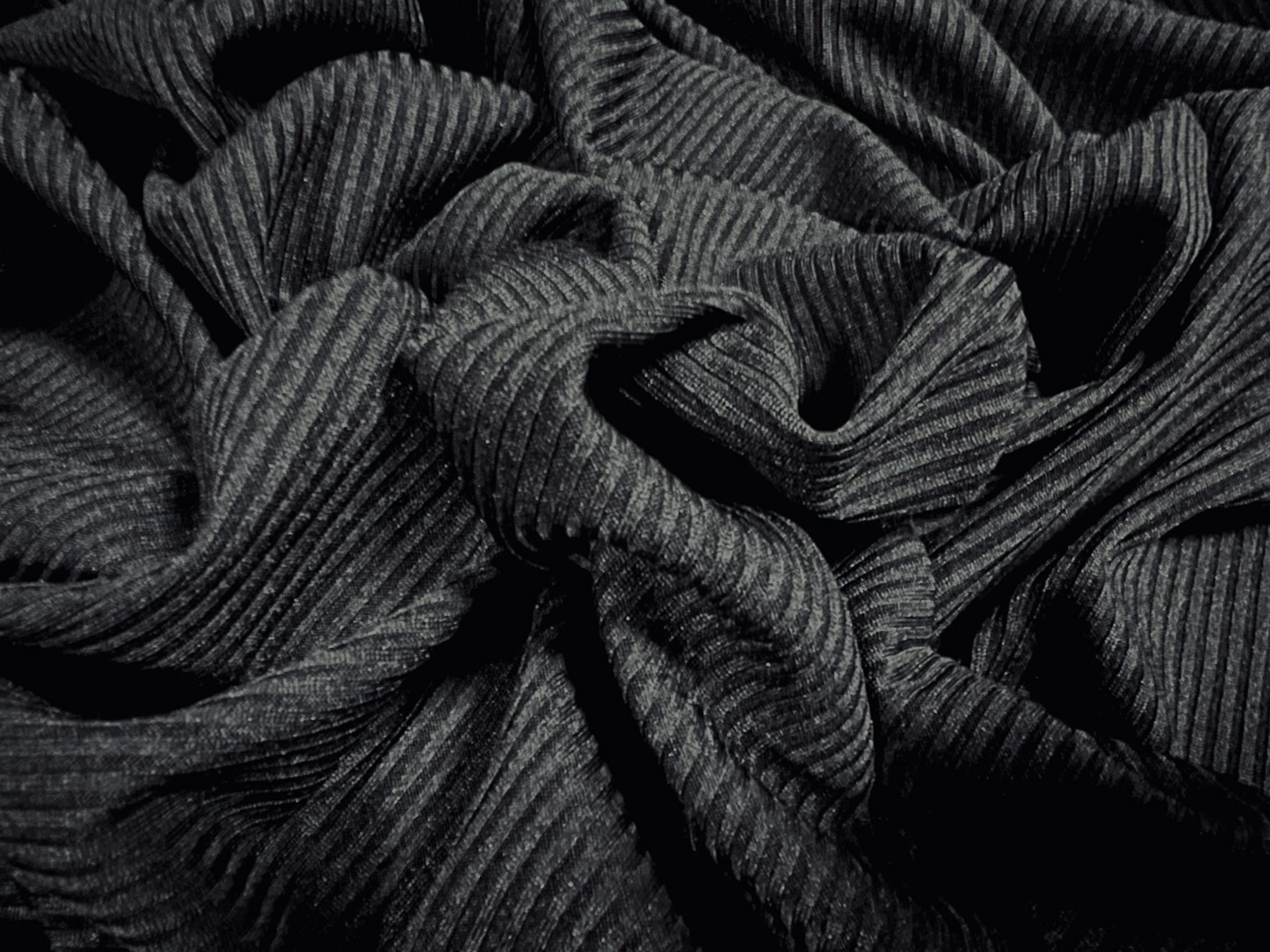 Stretch Spandex 3x2 Rib Jersey Knit Fabric, per metre - Plain - Black