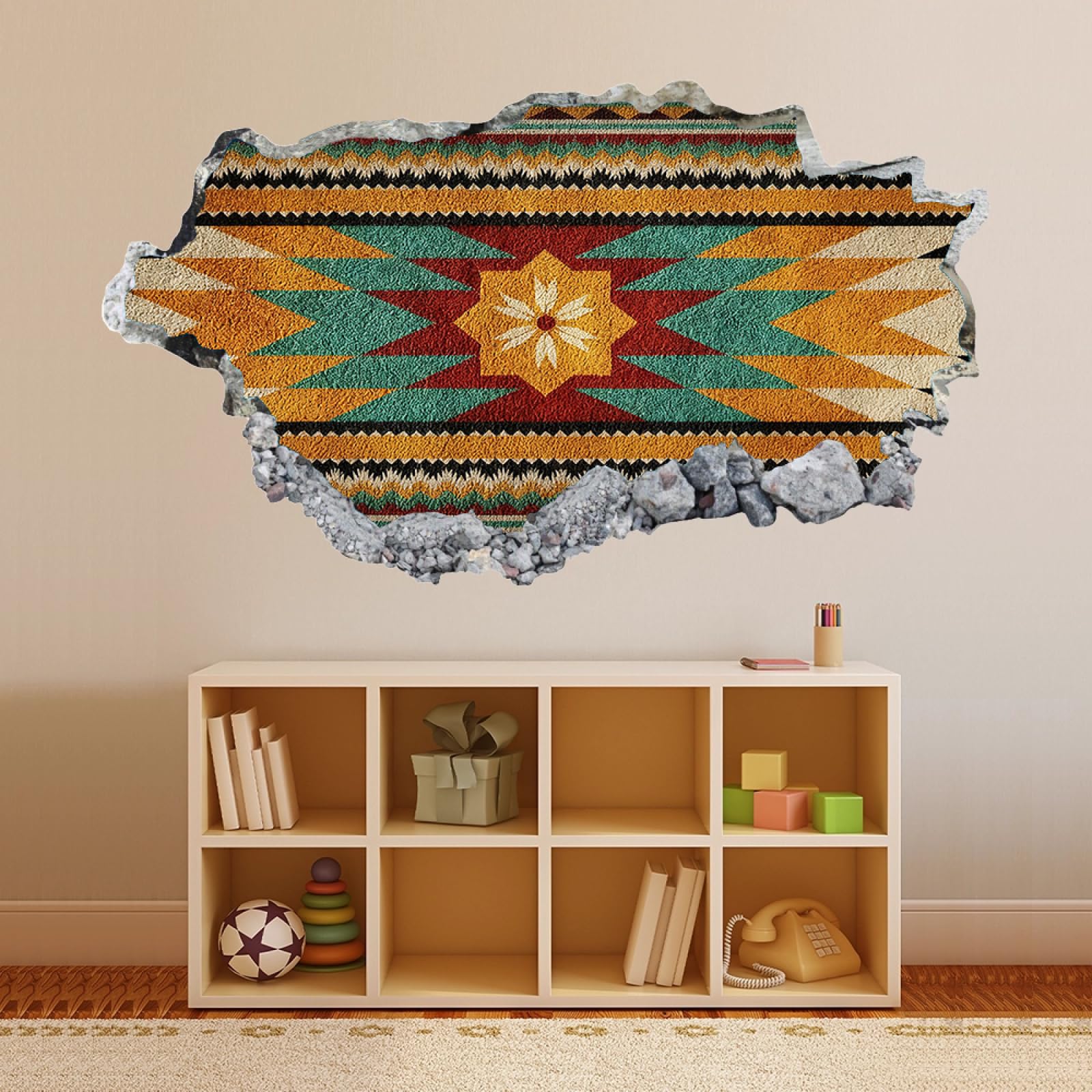 Vinilos Decorativos 3D Rotos Arte Retro Tatuaje de pared vinilo extraíble decoración del hogar Calcomanías impermeables para Guardería Habitación Decoración de pared 70x122cm