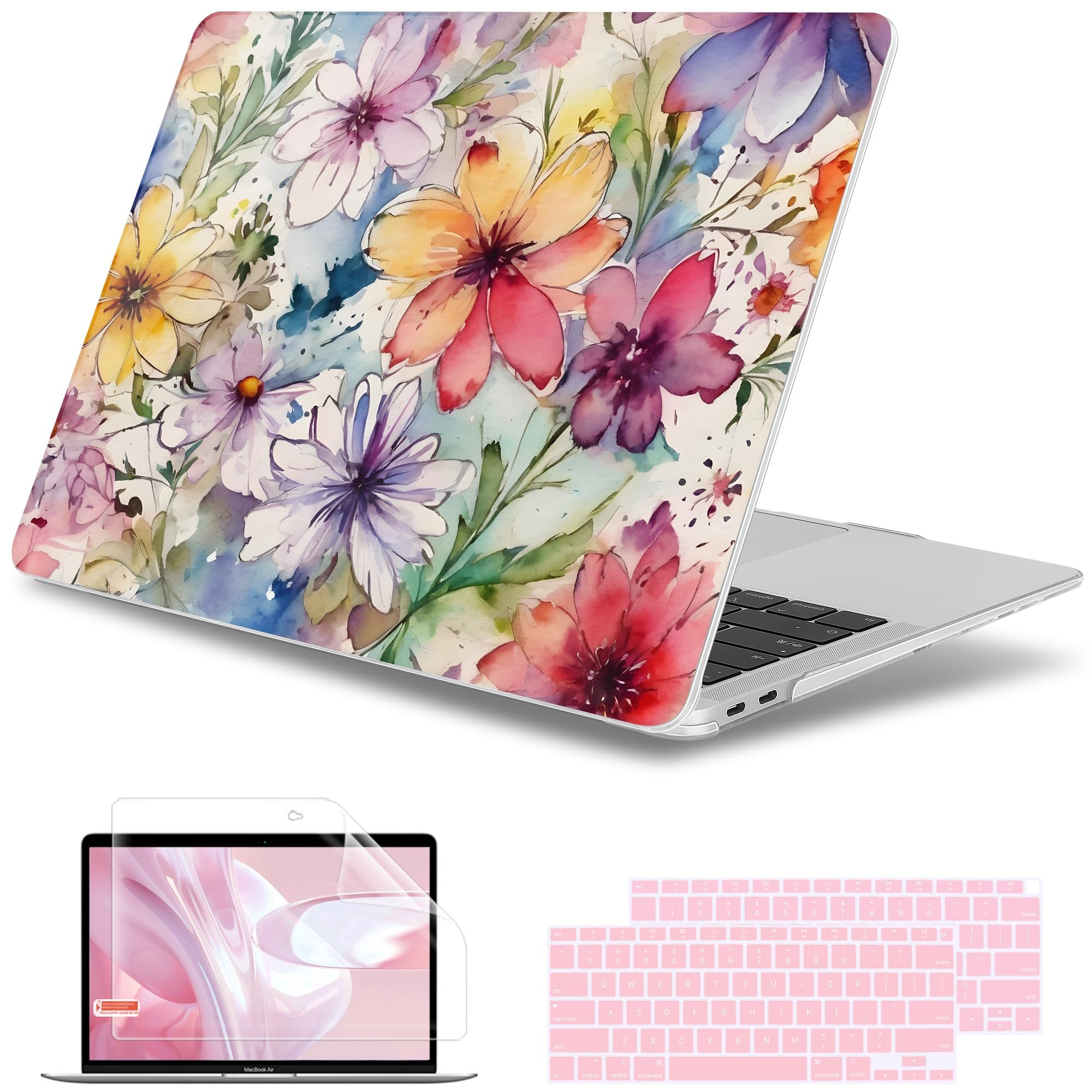 May Chen Compatible with MacBook Air 13 inch Case 2022 2021, 2020-2018 Release Model: M1 A2337 A2179 A1932, Plastic Hard Shell Case Cover for Mabook Air 13 inch with Retina Dispaly, Abstract Florals