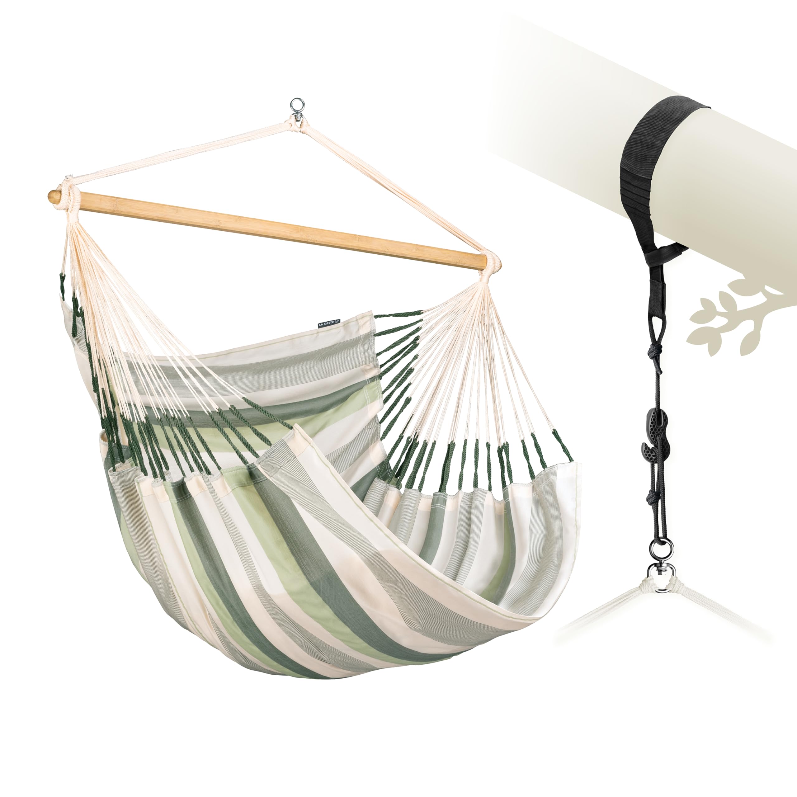 LA SIESTA® XL King Domingo Hammock Chair Swing &amp; Tree Mount Kit - Suspension Kit for Trees Beams Posts - Weatherproof, Outdoor Indoor Hammock Swing - Hanging Chair for Bedroom Patio - Cedar