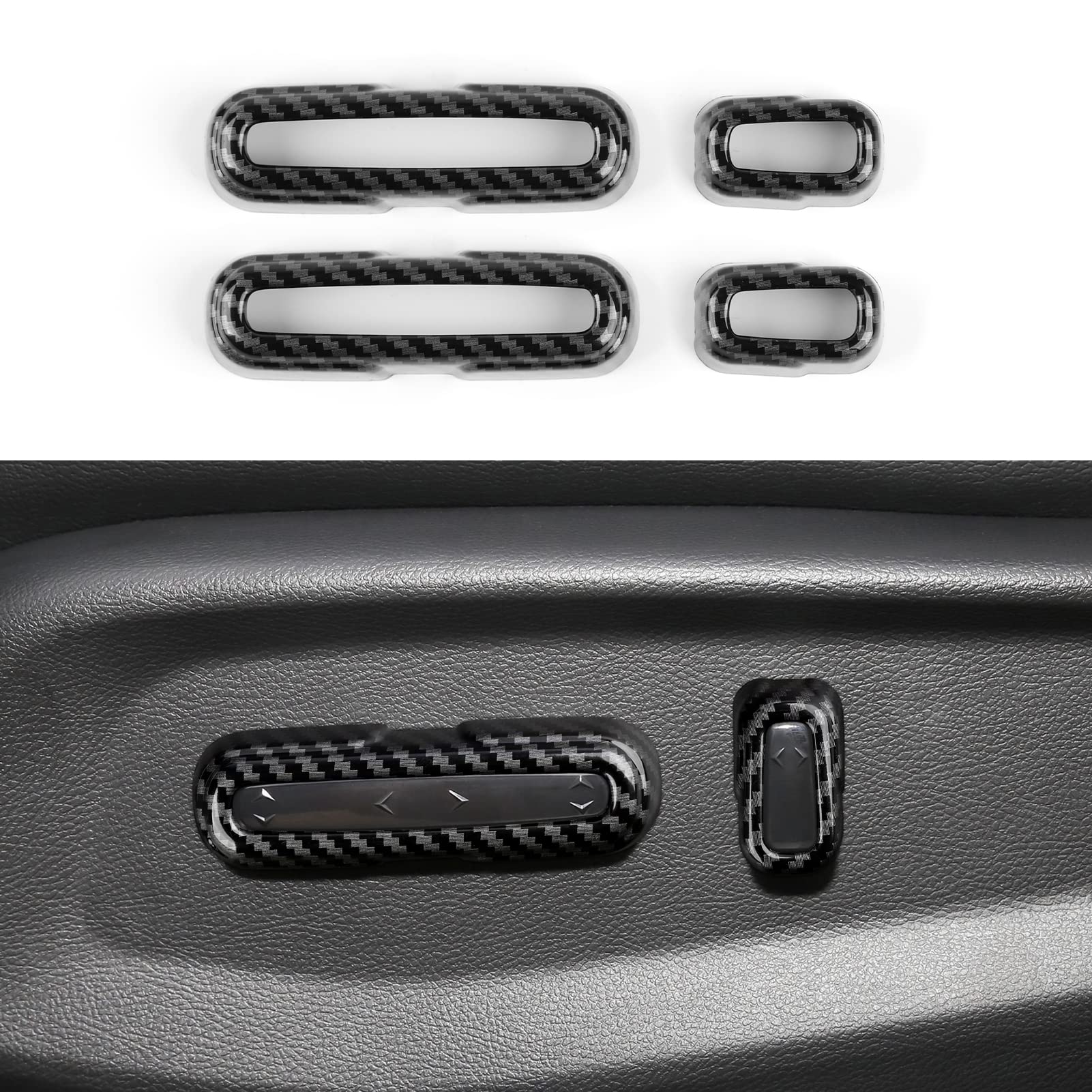 Car Seat Adjustment Switch Button Decals for 2018-2022 Honda Accord 10th Gen Accessories ABS Carbon Fiber Stickers