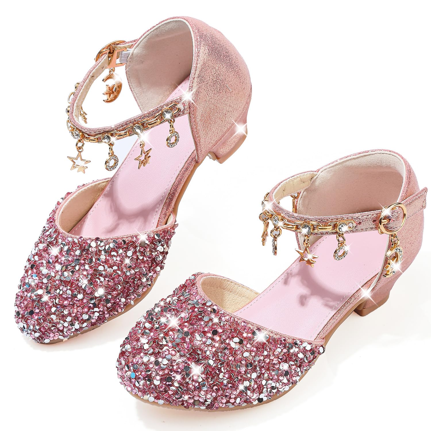 Chaussure Paillettes Princesse Fille Mary Jane Chaussures Talon Enfant Chaussures de Danse Déguisement Cosplay Chaussure Mariage Noël Anniversaire Cérémonie Fête
