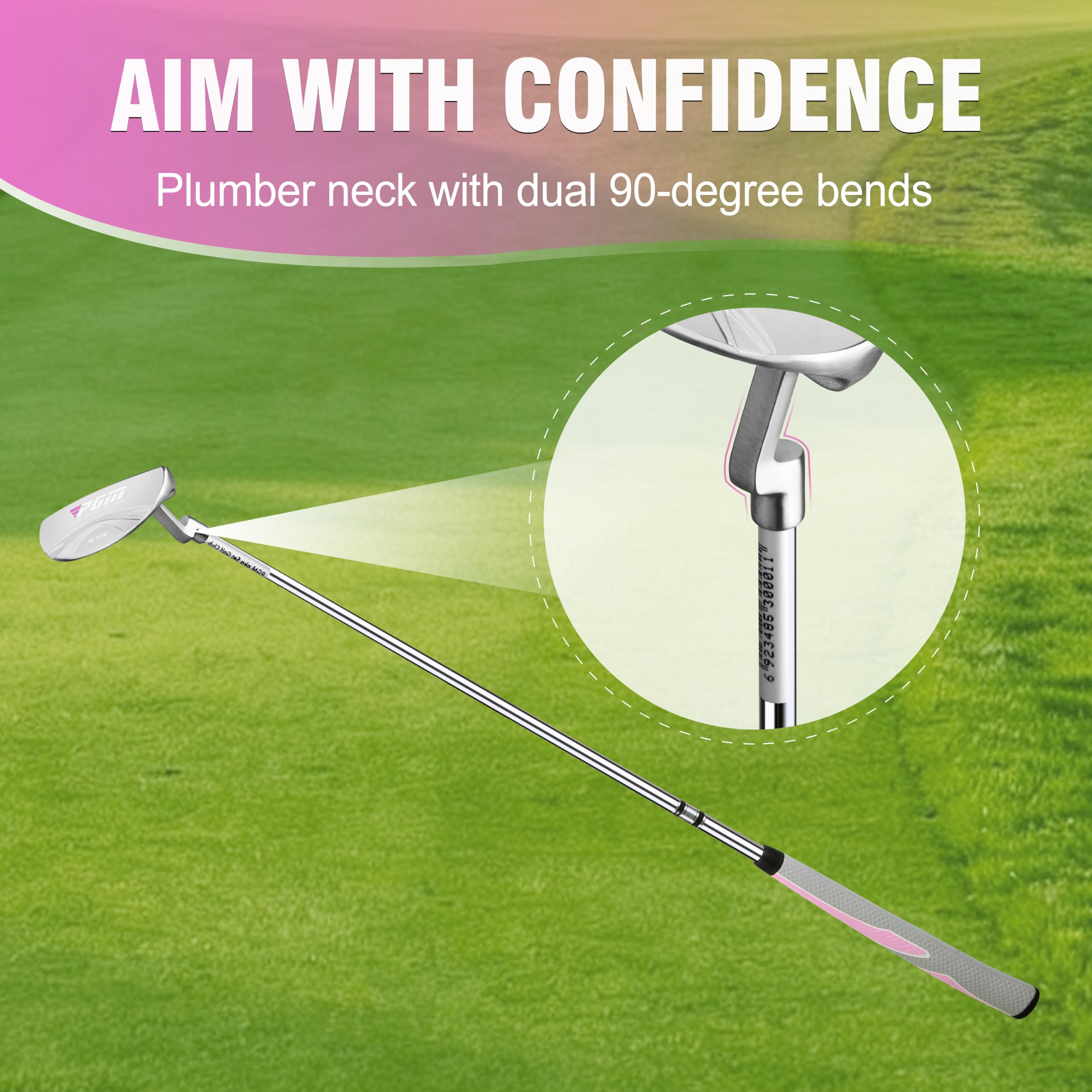 PGM 83.8 cm Golf Putter mit übergroßem Griff, Damen Putter Rechte Hand mit Schlägerhaube